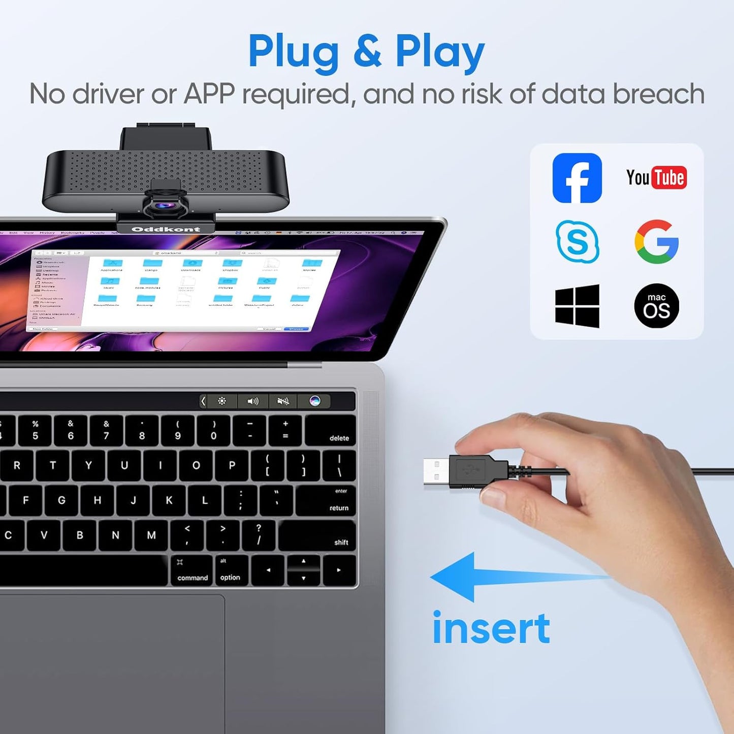 Full HD 1080P Webcam with Microphone, Auto-Light Balance, Rotatable Design,Privacy Cover, Plug and Play for Zoom, Skype,Web Conferencing - Compatible with Windows, Mac, Laptop, Desktop