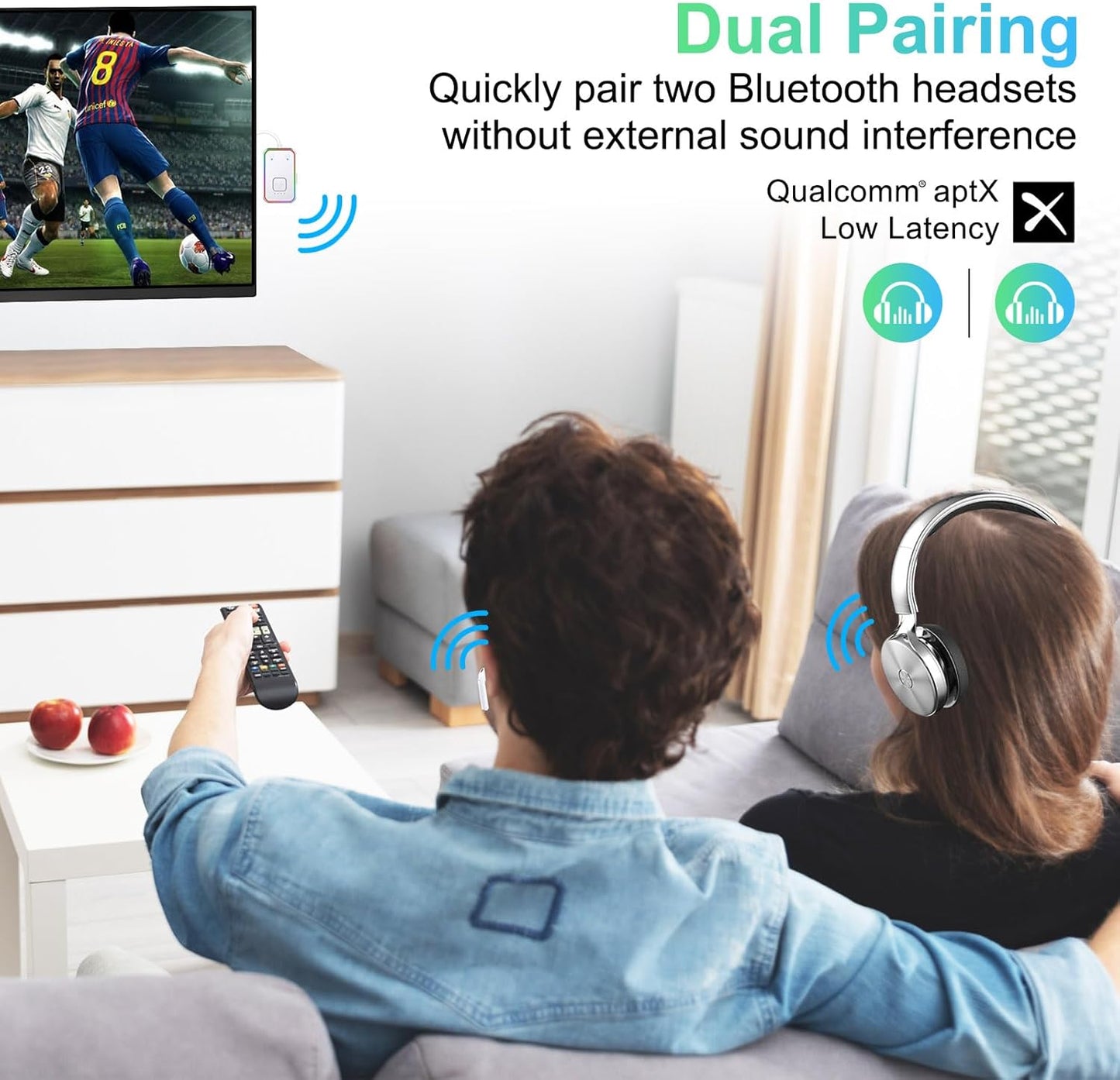 Bluetooth Transmitter for Airplane,Bluetooth V5.4 Transmitter for 2 Airpods/Headphones Dual Pairs.Wireless Transmitter for in-Flight/TV/Gym,with AptX LL,Metal Frame