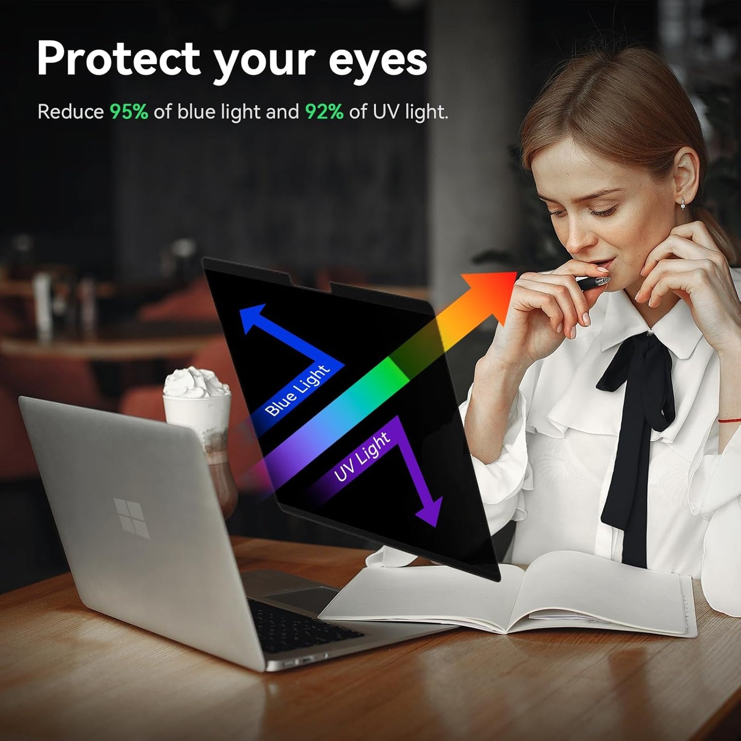 Magnetic Laptop Screen Privacy Shield 16:9 Aspect Ratio Anti-Glare Blue Light Monitor Protector, Removable 13.3in Film for Lenovo HP Acer Asus Thinkpad Envy Xps