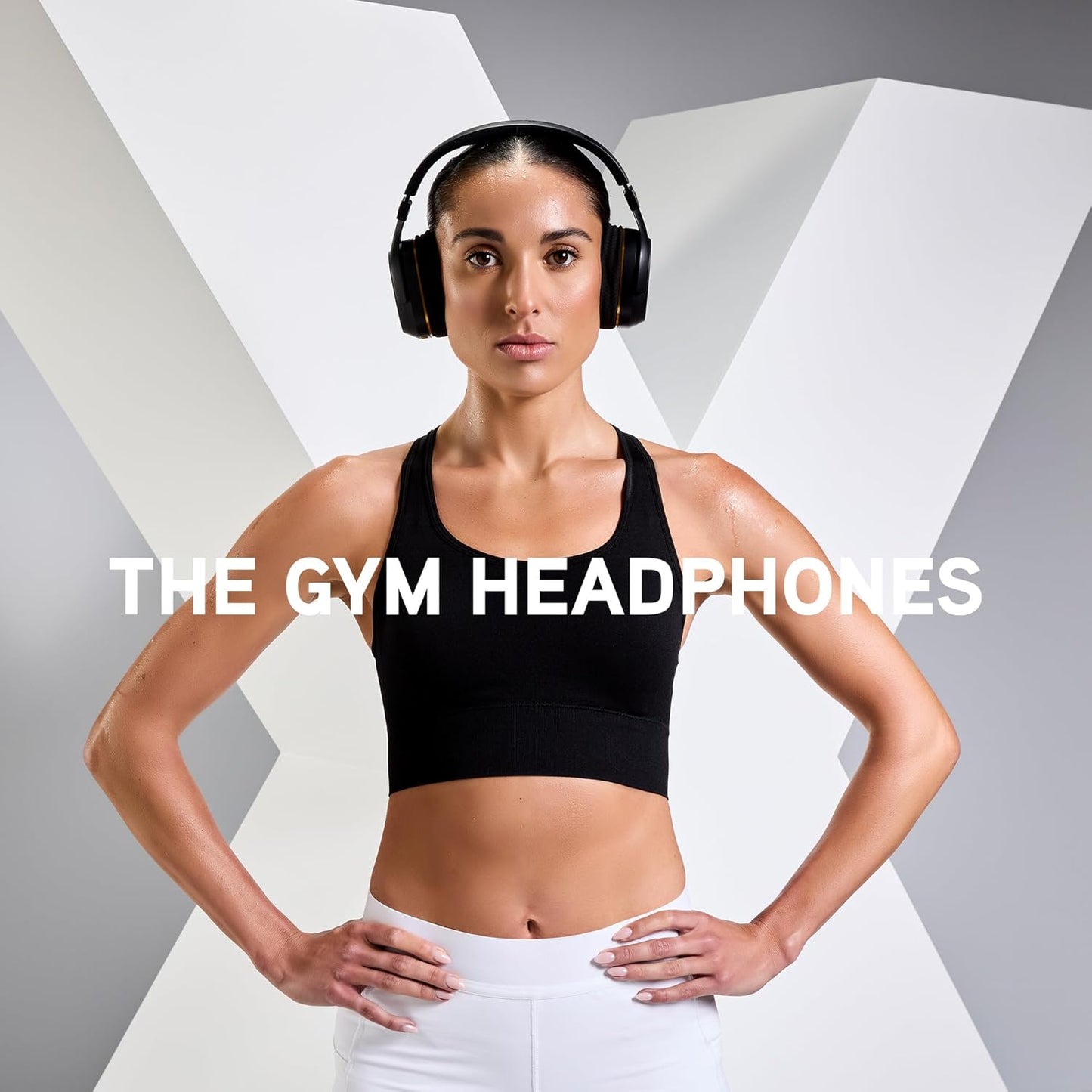 BlueAnt Pump X - The Gym Headphones | Sports Headphones | Cushioned & Cooling Ear Pads | (ANC) Active Noise Cancelling/Advanced Transparency | Wireless | Up to 58hr Play Time (Black | Gold)