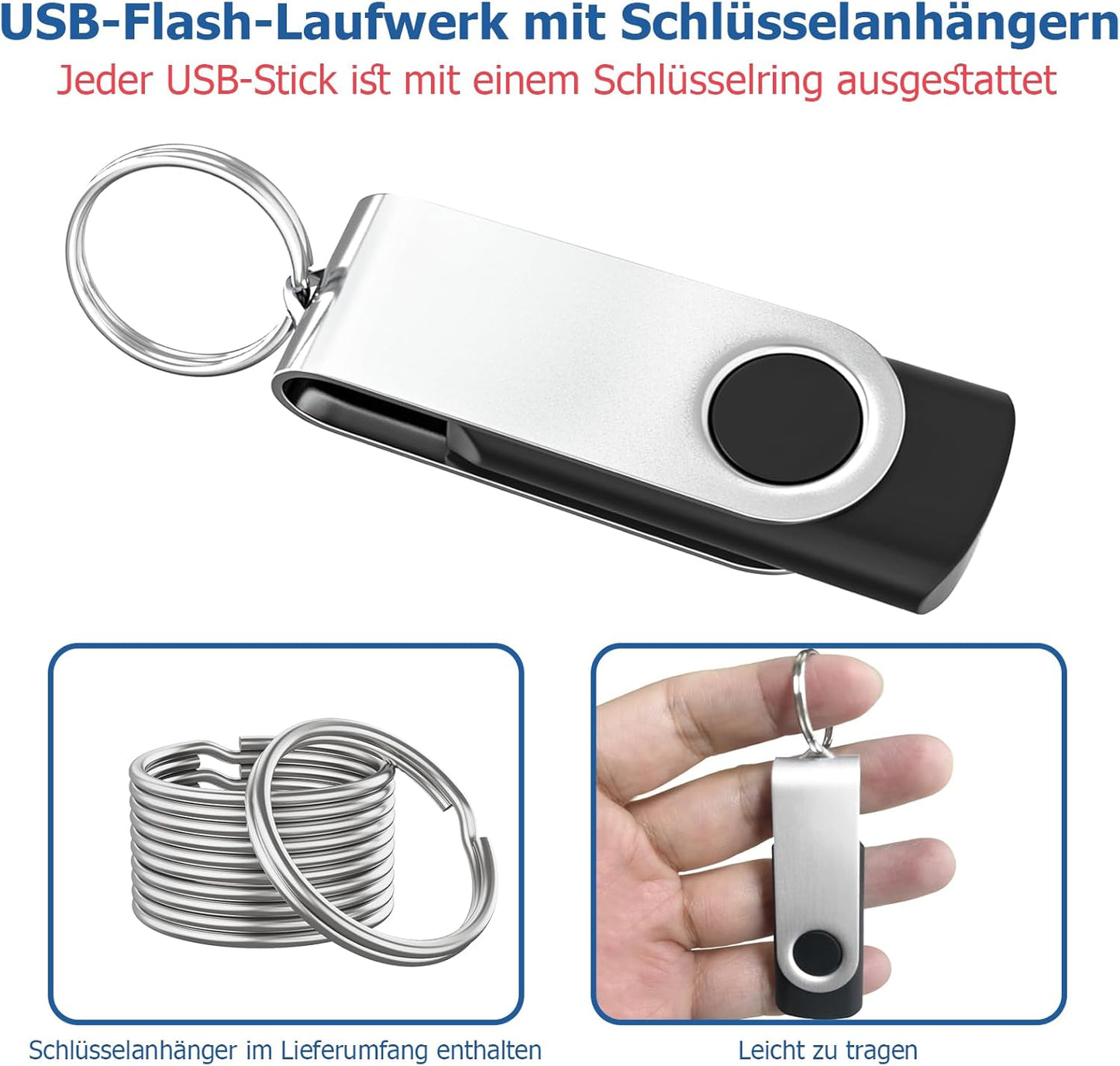 Flash Drives 64GB 10 Pack, Wooolken USB 2.0 Thumb Drives with Keychains Memory Stick USB Drive Pendrive for PC Laptop Computer (Mixcolors)