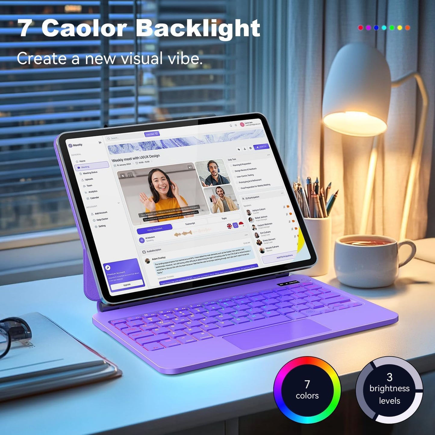 Keyboard Case for iPad Air 13 inch (M2, 2024),iPad Pro 12.9 inch (3/4/5/6th Gen) Magic Magnetic - Easy-Set Floating Cantilever Stand, Multi-Touch Trackpad Backlit Keyboard Case for iPad Air 13