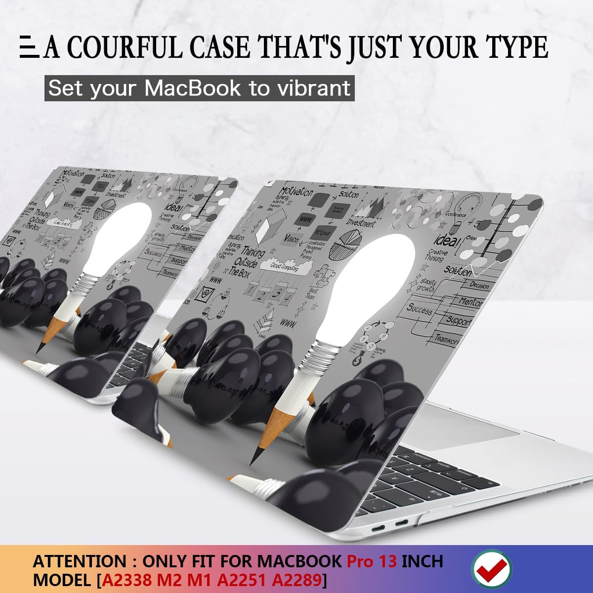 CISSOOK Creative Bulb Case for MacBook Pro 13 Inch 2025-2020 Release A2338 A2251 A2289, Hard Shell Cover with Keyboard Cover Screen Protector for MacBook Pro 13 M2 M1, Bulb