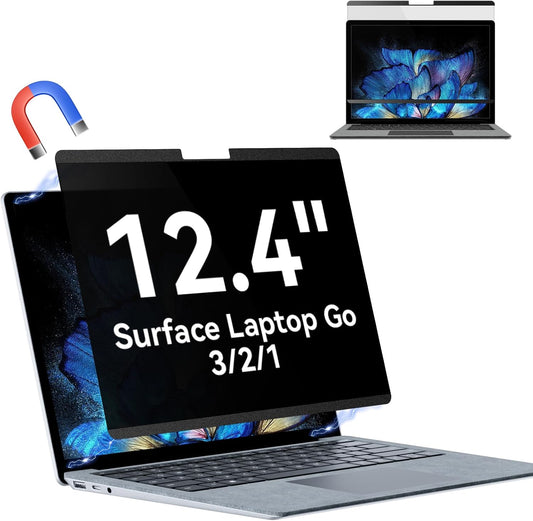 Magnetic Privacy Screen for 12.4 inch Microsoft Surface Laptop Go 3/2/1, Removable Anti Glare Blue Light Laptop Privacy Filter, Anti Spy Black Protector Security Private