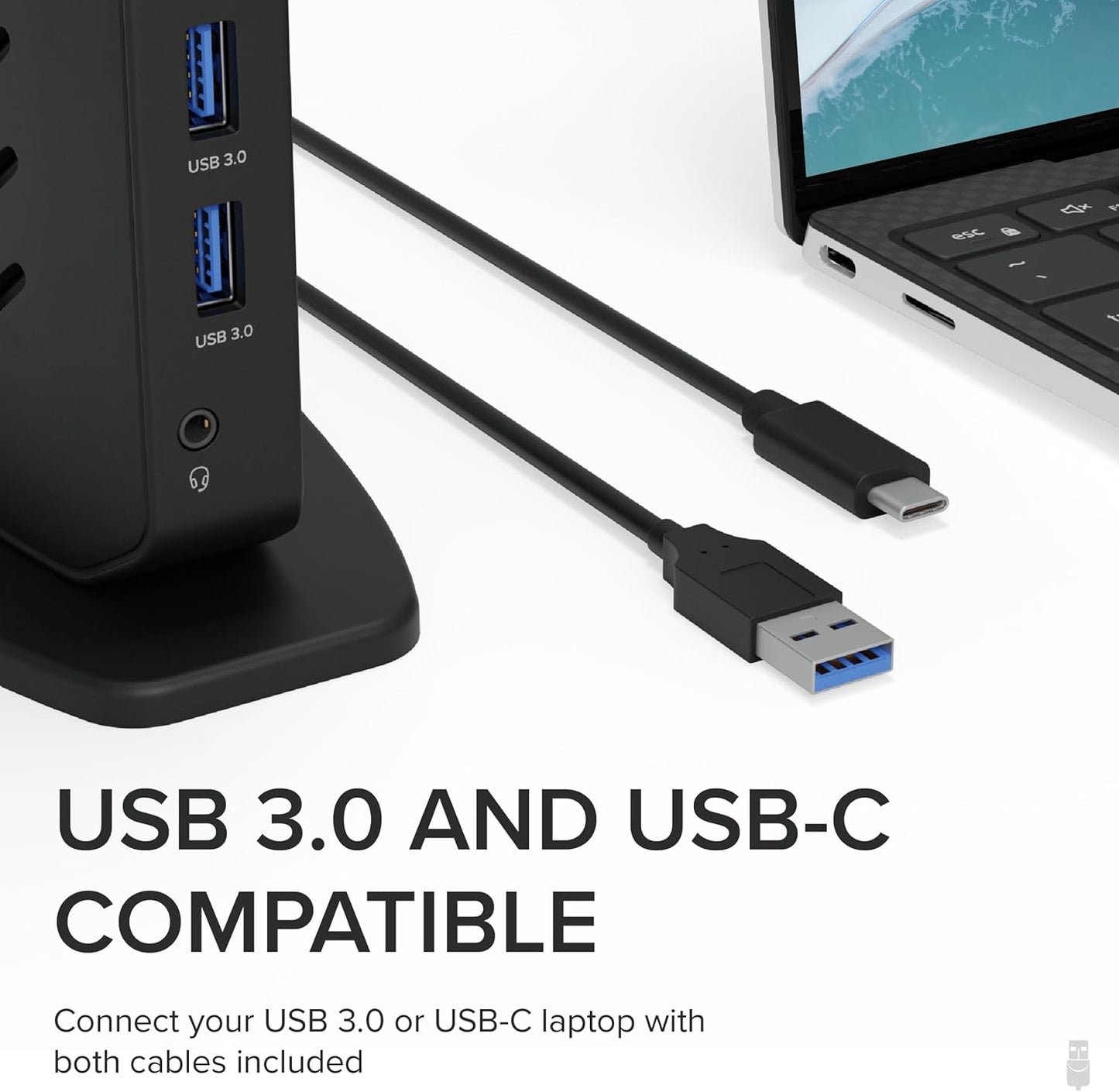Plugable Dual DisplayPort & HDMI Docking Station - USB 3.0 & USB-C Laptop Dock for Dual Monitors, DisplayLink, Mac (Driver Required), ChromeOS & Windows, Gigabit Ethernet and Audio (UD-6950Z)