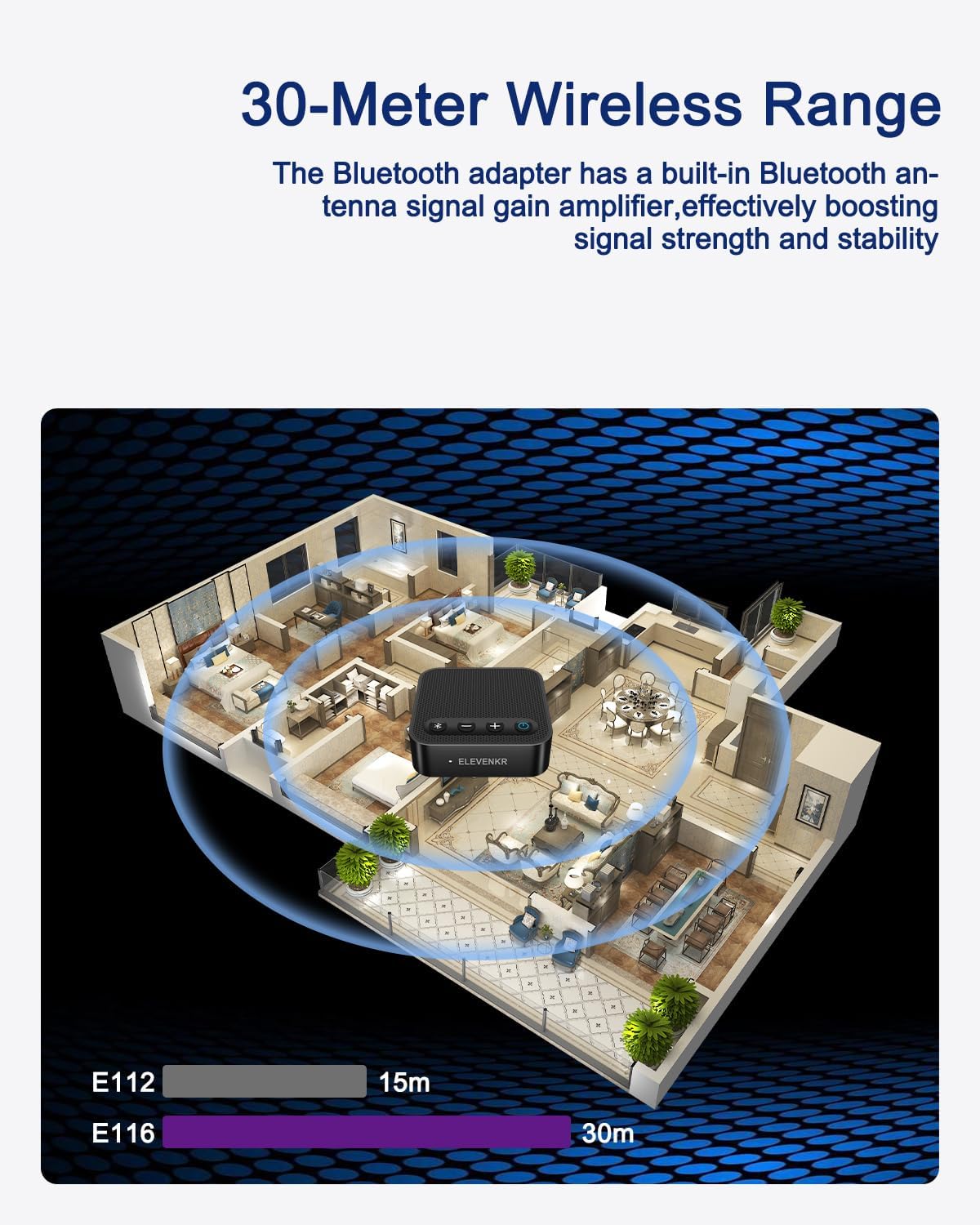 Bluetooth to RCA Adapter for Stereo Receiver - APTX HD Long Range Low Latency Bluetooth Receiver for Home Stereo Wireless Audio Adapter for Music Streaming Sound System