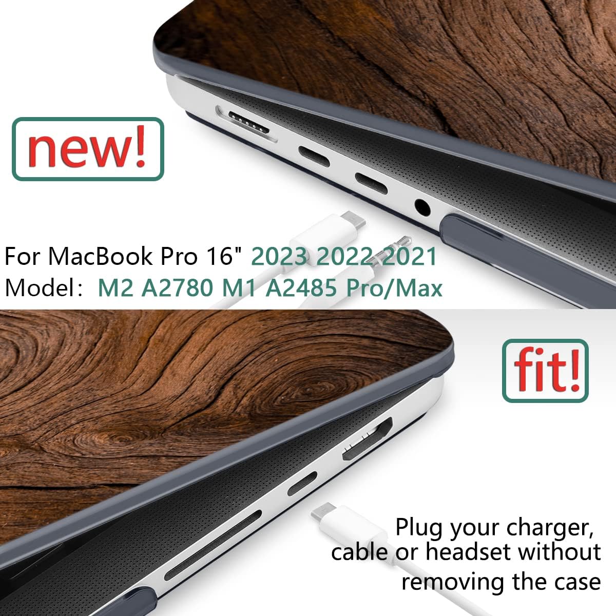 DONGKE for M4 MacBook Pro 16 Inch Case 2024 2023 2021 A3403 A3186 M3 A2991 M2 A2780 M1 A2485 Pro/Max Chip, Plastic Hard Shell Case & Keyboard Cover for Mac Pro 16 with Touch ID, Wood Grain