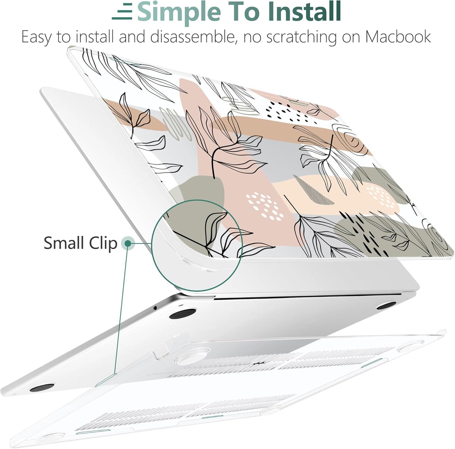 TWOLSKOO Compatible with M4 MacBook Air 15 inch Case 2025-2023 Released Model M4 A3241 M3 A3114 M2 A2941, Plastic Hard Shell & Screen Protector & Keyboard Cover & Trackpad Film, Tropical Leaves