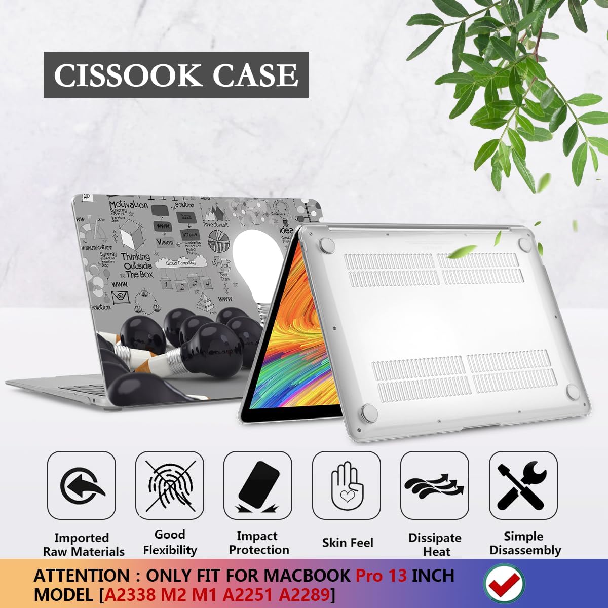 CISSOOK Creative Bulb Case for MacBook Pro 13 Inch 2025-2020 Release A2338 A2251 A2289, Hard Shell Cover with Keyboard Cover Screen Protector for MacBook Pro 13 M2 M1, Bulb