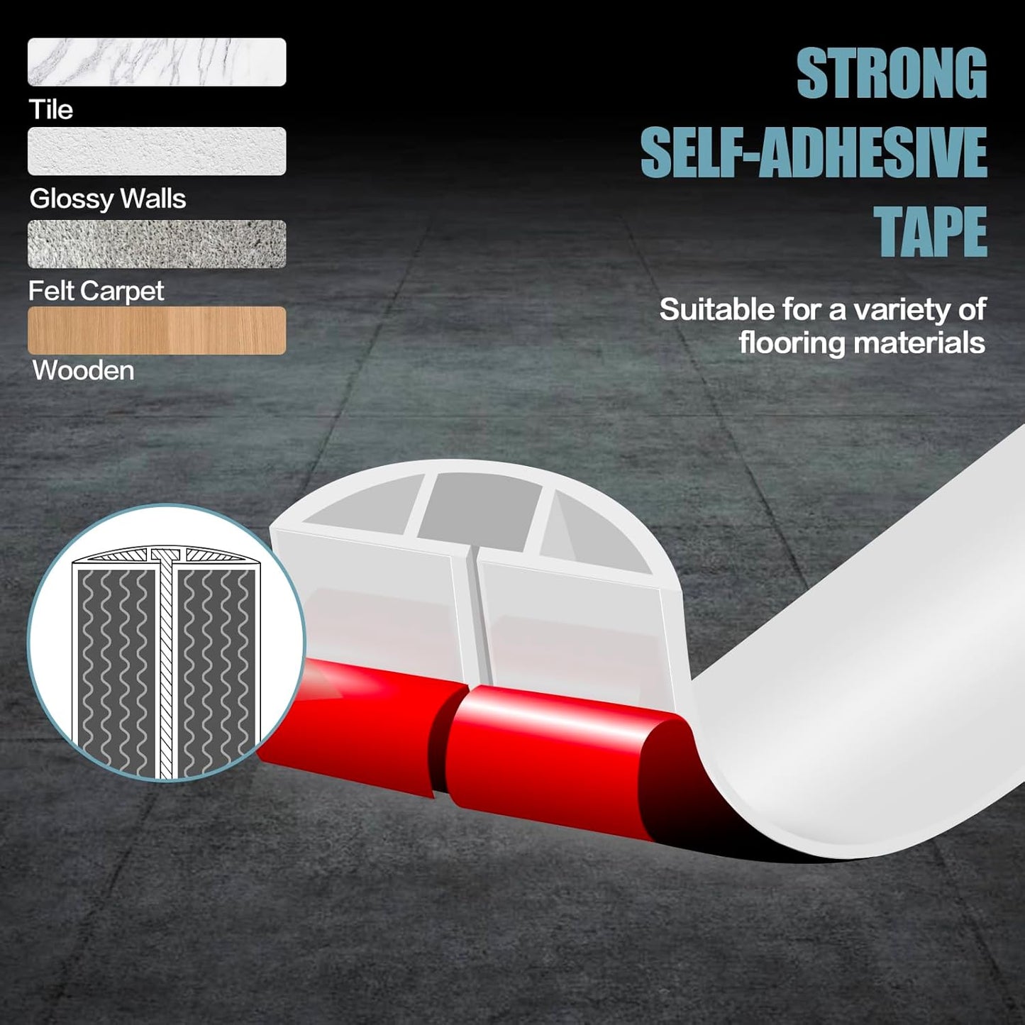 Floor Cord Cover Self Adhesive Cord Hider,3.3FT Cable Management, Extension Strip Protector for Wires, Prevent Cable Trips for Offices, Gyms, Exhibitions Cavity:0.51"(W) x 0.3"(H) White