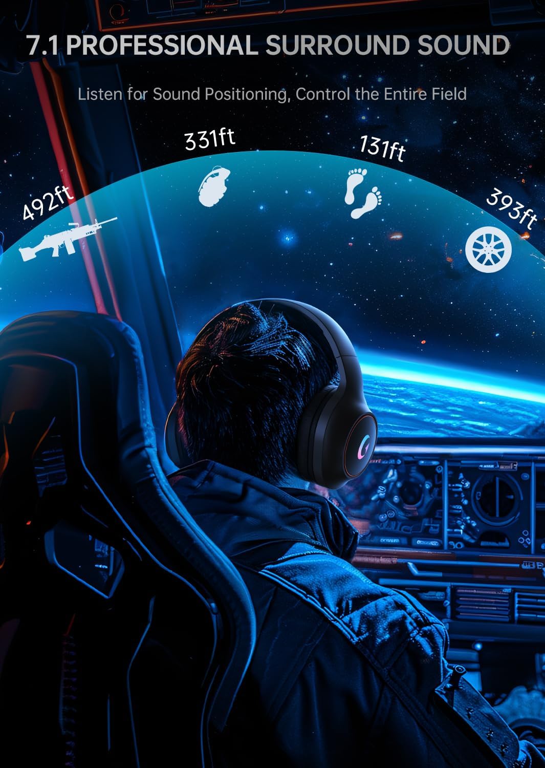 CM7002 Gaming Headset for PS5, PS4, PC, Mac, Switch, Xbox Series, Surround Sound RGB Gaming Headphones with Noise Canceling Microphone, 50MM Dynamic Drivers, 3.5MM Audio Jack, Black