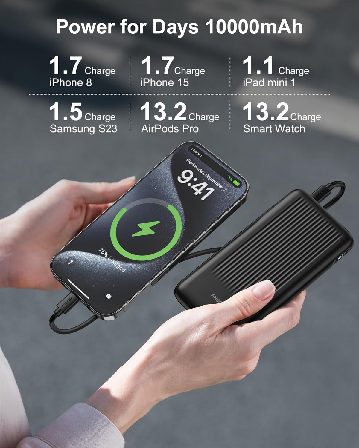 2-Pack 10000mAh Power Bank Fast Charging, 22.5W Compact USB C Portable Charger with 2 Outputs & 2 Inputs, LED Display Battery Pack Compatible with iPhone Samsung iPad Tablets, Purple & Beige