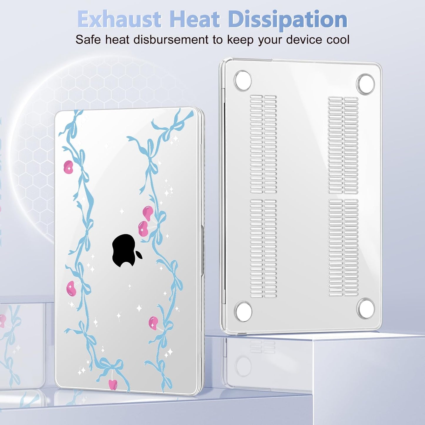 Case for MacBook Air 15 Inch 2025 2024 2023 Release M4 A3241 M3 A3114 M2 A2941, Hard Shell with Screen Protector & Keyboard Cover, Compatible with Touch ID, Cherry Bow