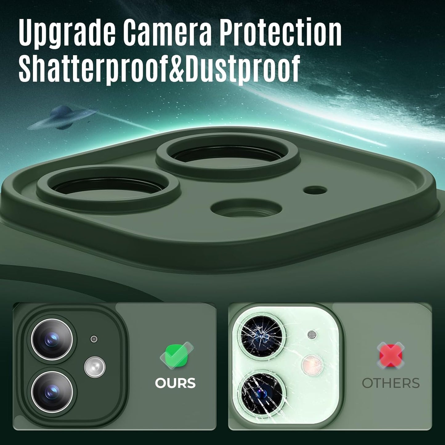 Designed for iPhone 12 Case, Compatible with MagSafe, with Privacy Screen Protectors X2, [Camera Protection] [15FT Military Drop Protection] Shockproof Phone Case, 6.1", Alpine Green