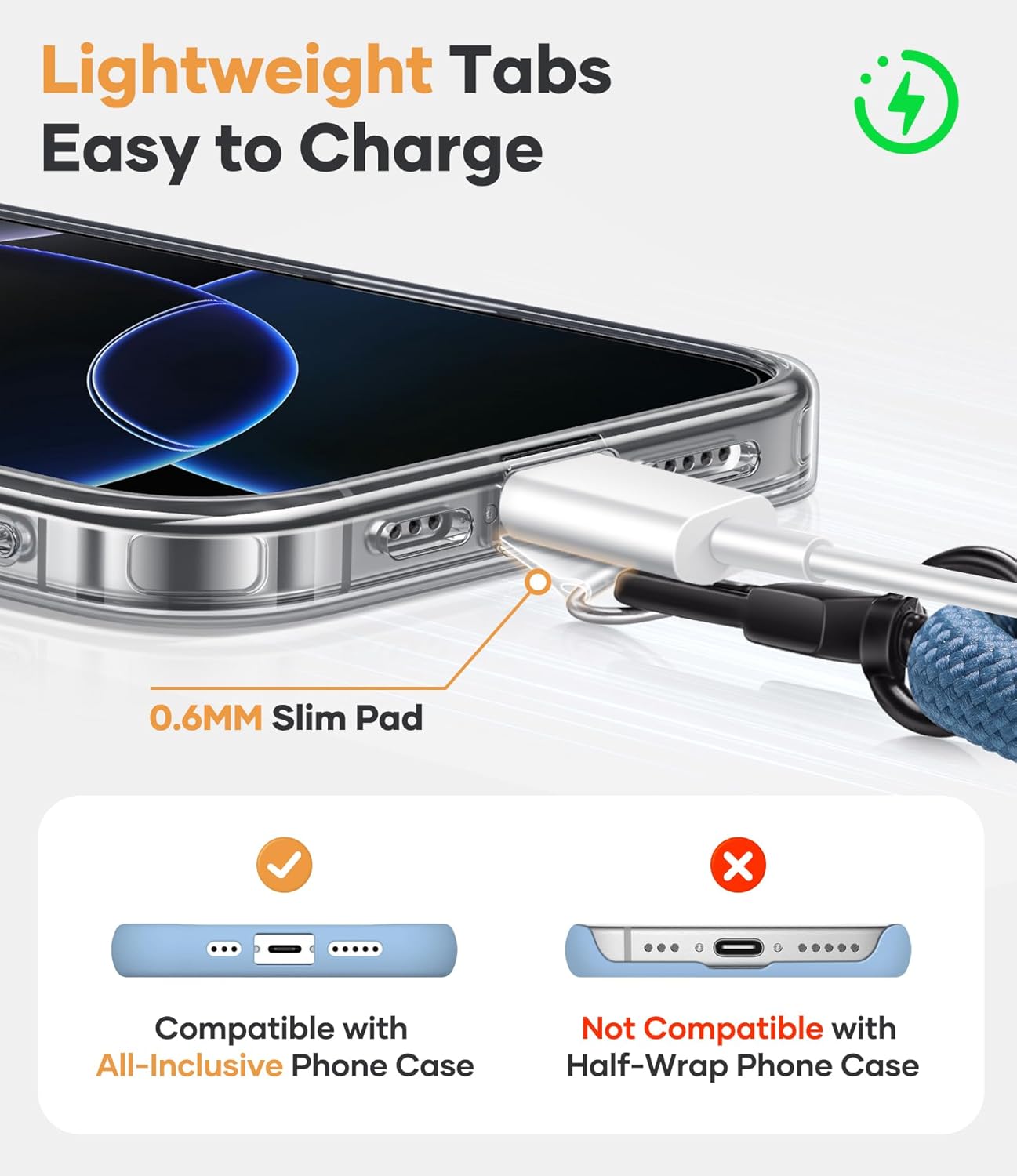 for Phone Lanyard Crossbody with 2X TPU Clear Phone Pads, Flexible Adjustable Anti Theft Neck Strap, Premium Metal Buckles, Skin-Friendly, Universal Wrist Chain for Most Smartphones, Blue