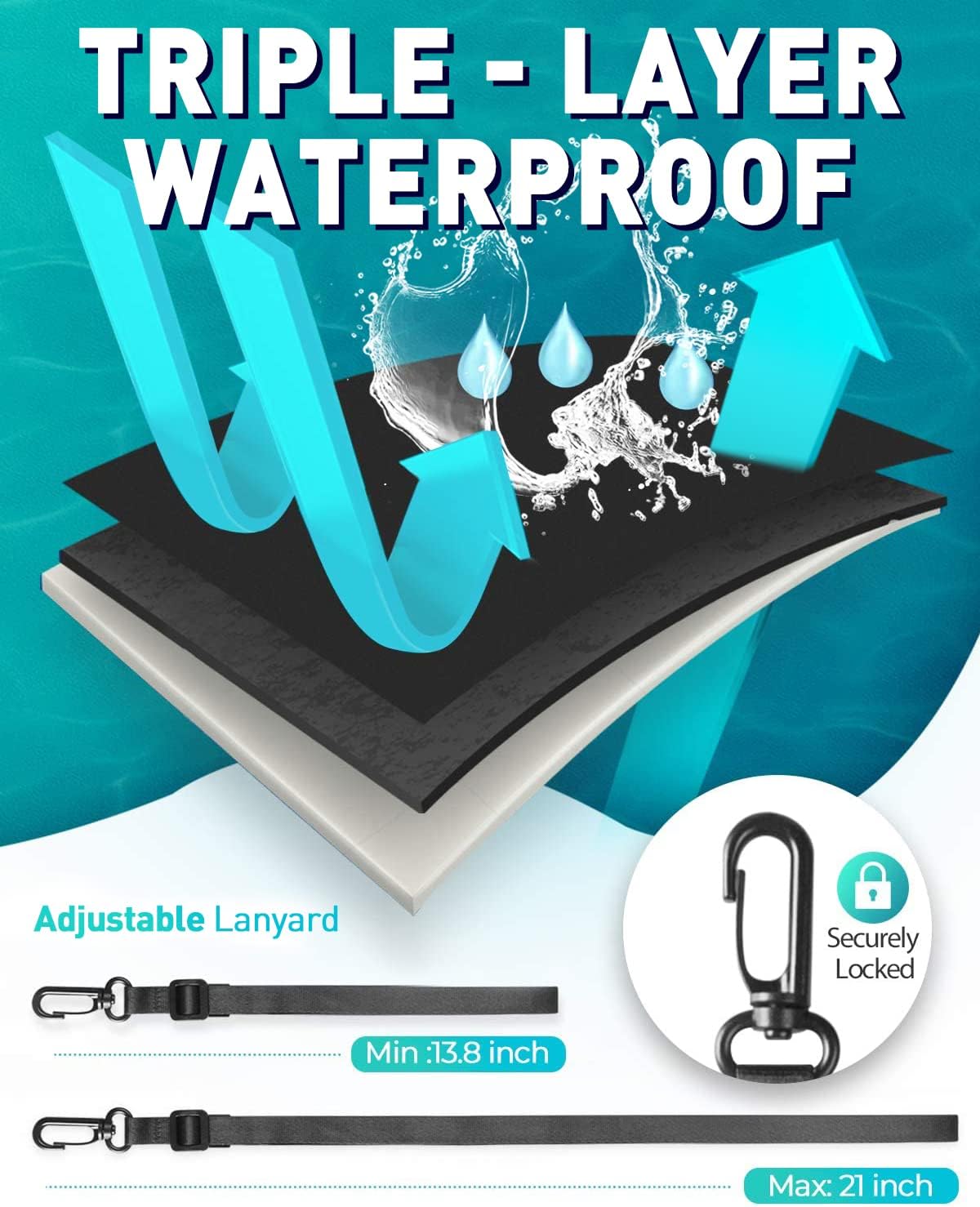 Hiearcool Waterproof Pouch for iPhone, Waterproof Phone Bag Travel Essentials Cruise Accessories Must Haves-4Pack Black