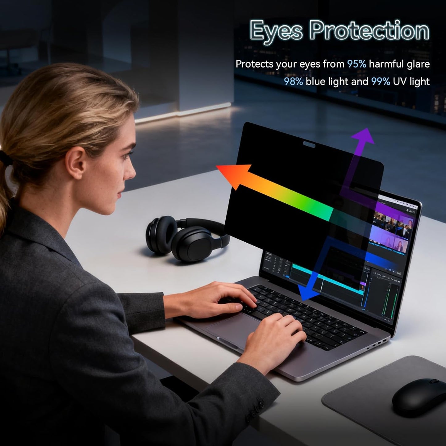 360° Privacy Screen for MacBook Pro 13 Inch(2016-2022, M1, M2)/MacBook Air 13 in(2018-2021,M1), 4 Way Privacy Anti Glare Blue Light Filter Shield Film Anti Spy Laptop Protector for Mac 13In Computer