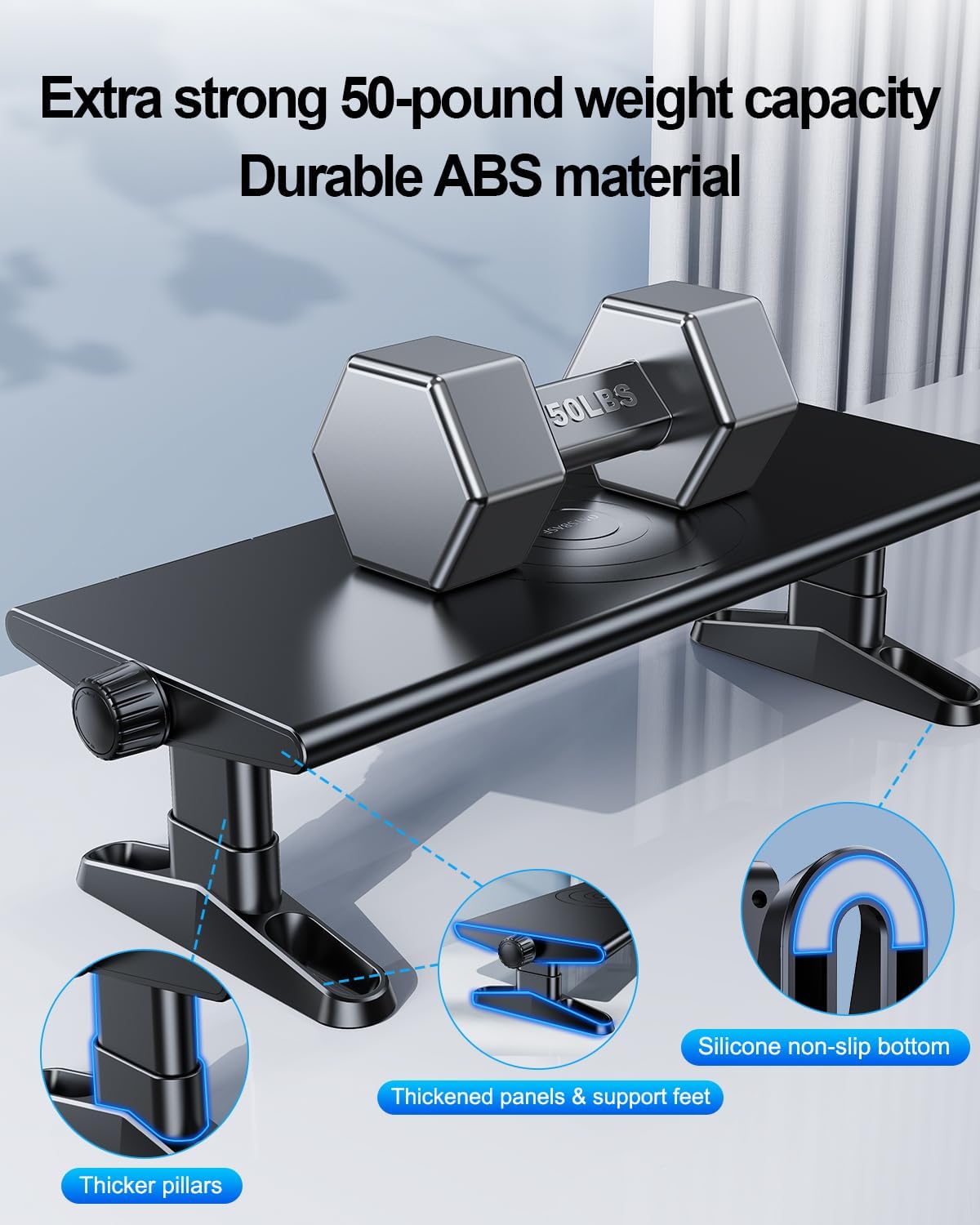 Computer Monitor Stand Riser for Desk with Usb Hub Charging,30W/5Gbps Usb C Docking Station with Power,4.5-6.3''Freely Height Adjustable with Phone Holder,Monitor Stands Riser for PC,Laptop,Printer,TV