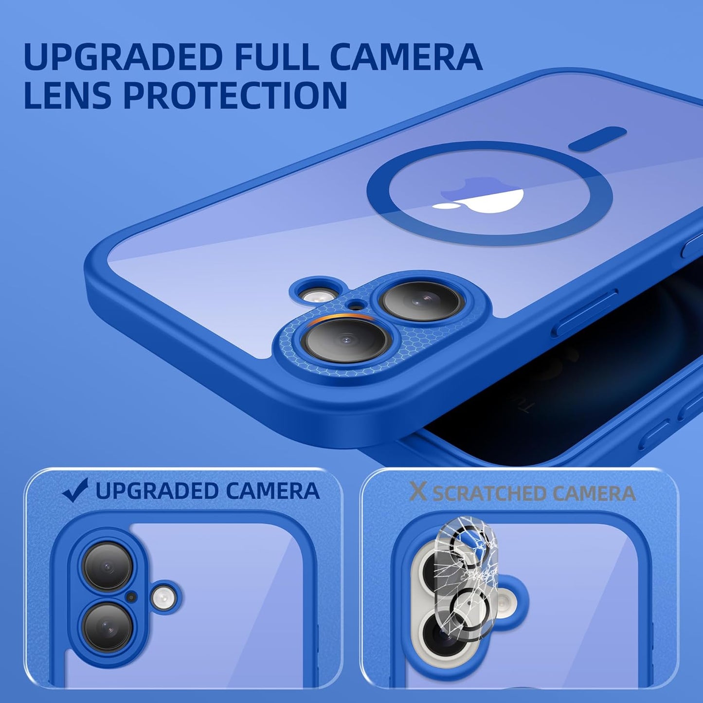 BERFY Magnetic for iPhone 16 Case, Compatible with MagSafe, Built-in Privacy Screen Protector and Upgraded Camera Protection, Anti-Spy Full Body Shockproof Phone Case for 16 6.1", Klein Blue