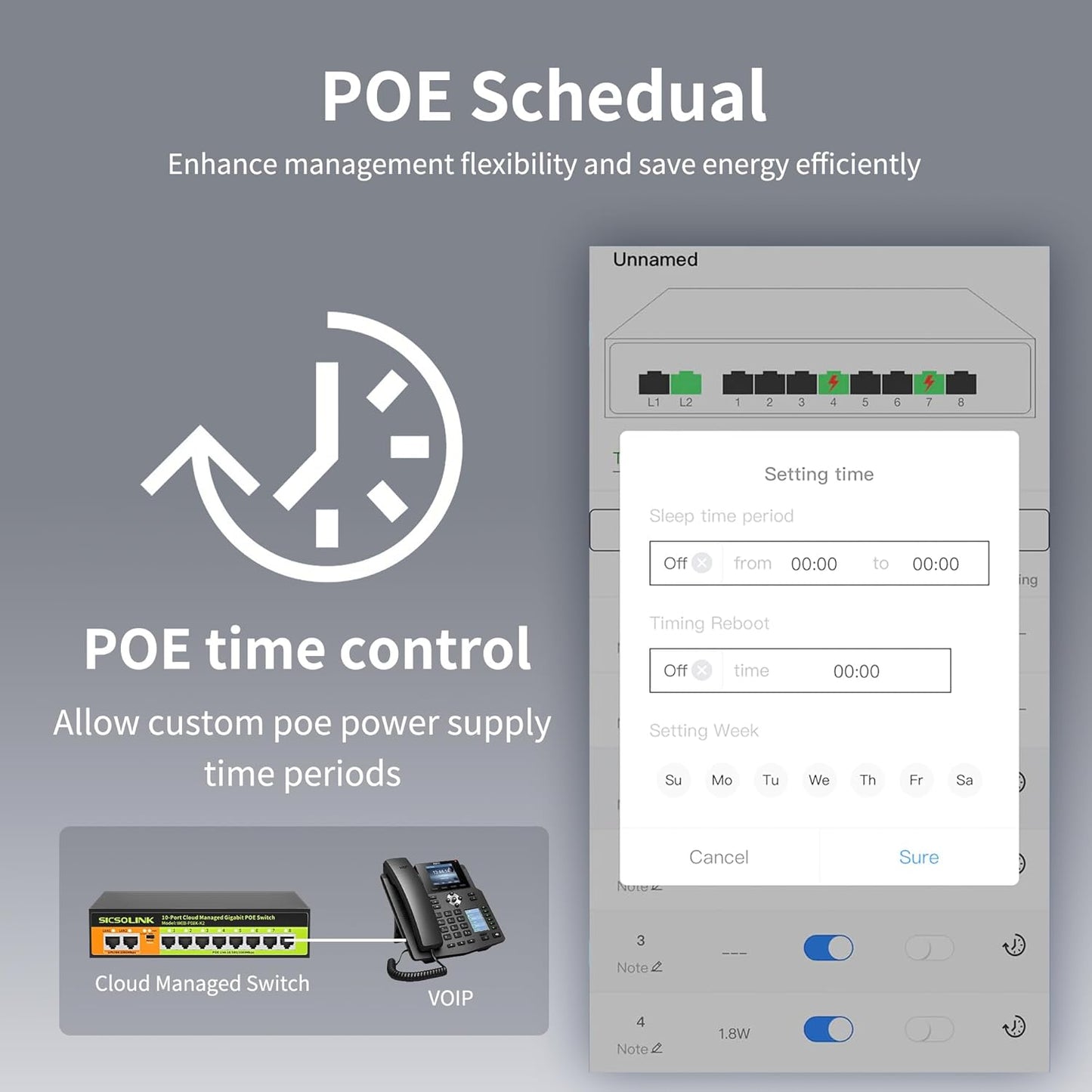 POE Switch, 10 Port Gigabit Switch, Easy Smart Cloud Managed Switch/Ethernet Splitter for Small Bessiness/Home Network & Power Management, Fanless & Metal Design, VLAN. (10 gigabit Ports|120w 8*POE+)