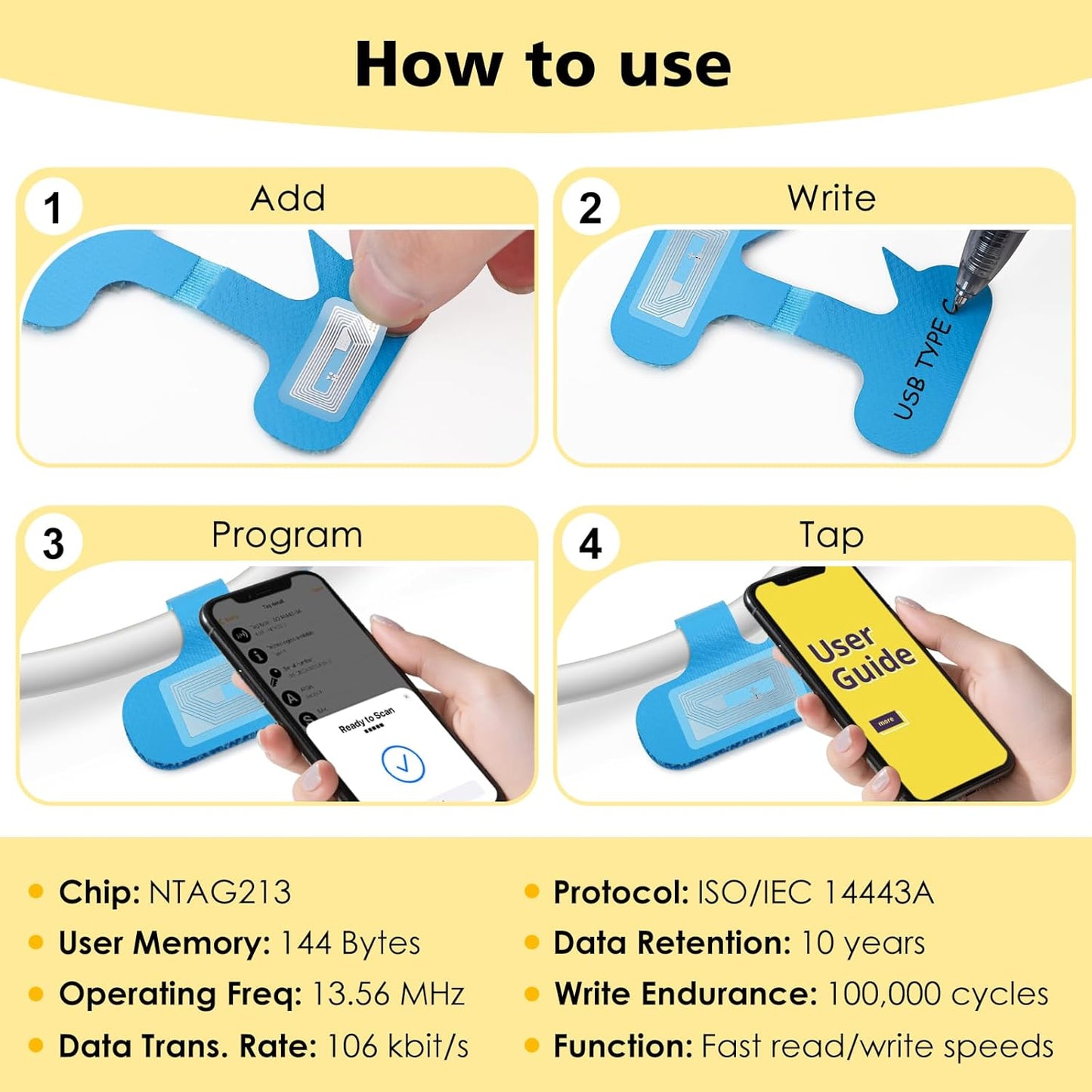 24 Set Smart NFC Cable Labels - 8 Colors Reusable Write-On Wire Labels with Blank NFC Tags Stickers, Programmable Cord Identification Labels for Electronics Cable Management, Oval