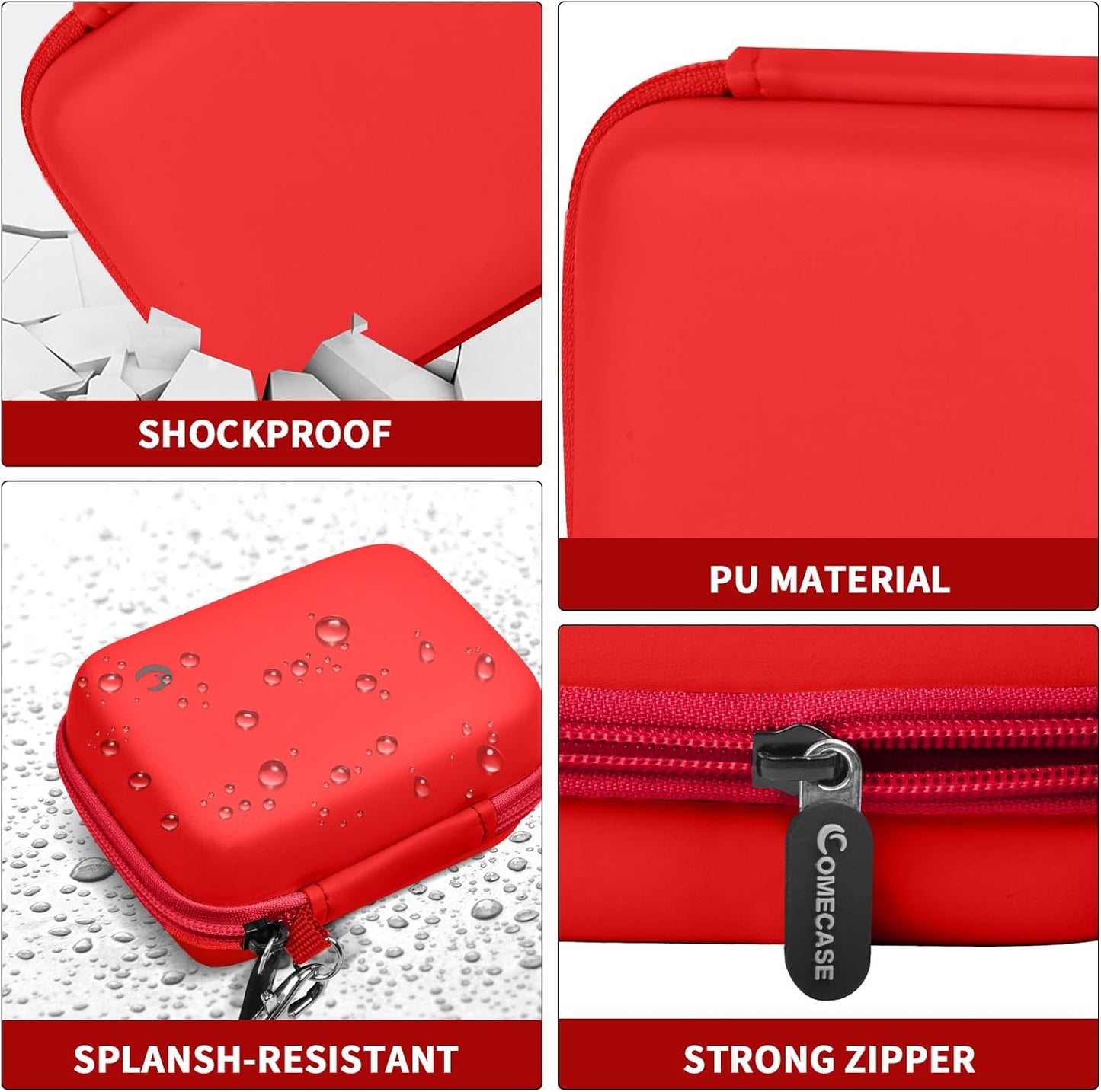 Carrying & Protective Case for Digital Camera, AbergBest 21 Mega Pixels 2.7" LCD Rechargeable HD/Kodak Pixpro/Canon PowerShot ELPH 180/190 / Sony DSCW800 / DSCW830 Cameras for Travel - Red