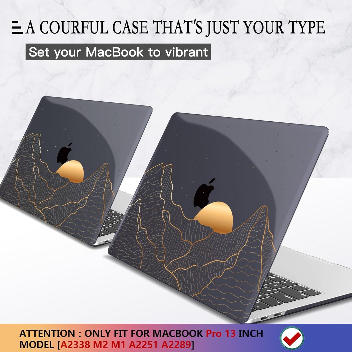 CISSOOK Compatible with MacBook Pro 13 Inch M2 M1 Case 2025-2016 Release A2338 A2251 A2289 A2159 A1989 A1706 Model, Plastic Hard Shell Case for MacBook Pro 13" with Touch Bar, Sun & Mountain