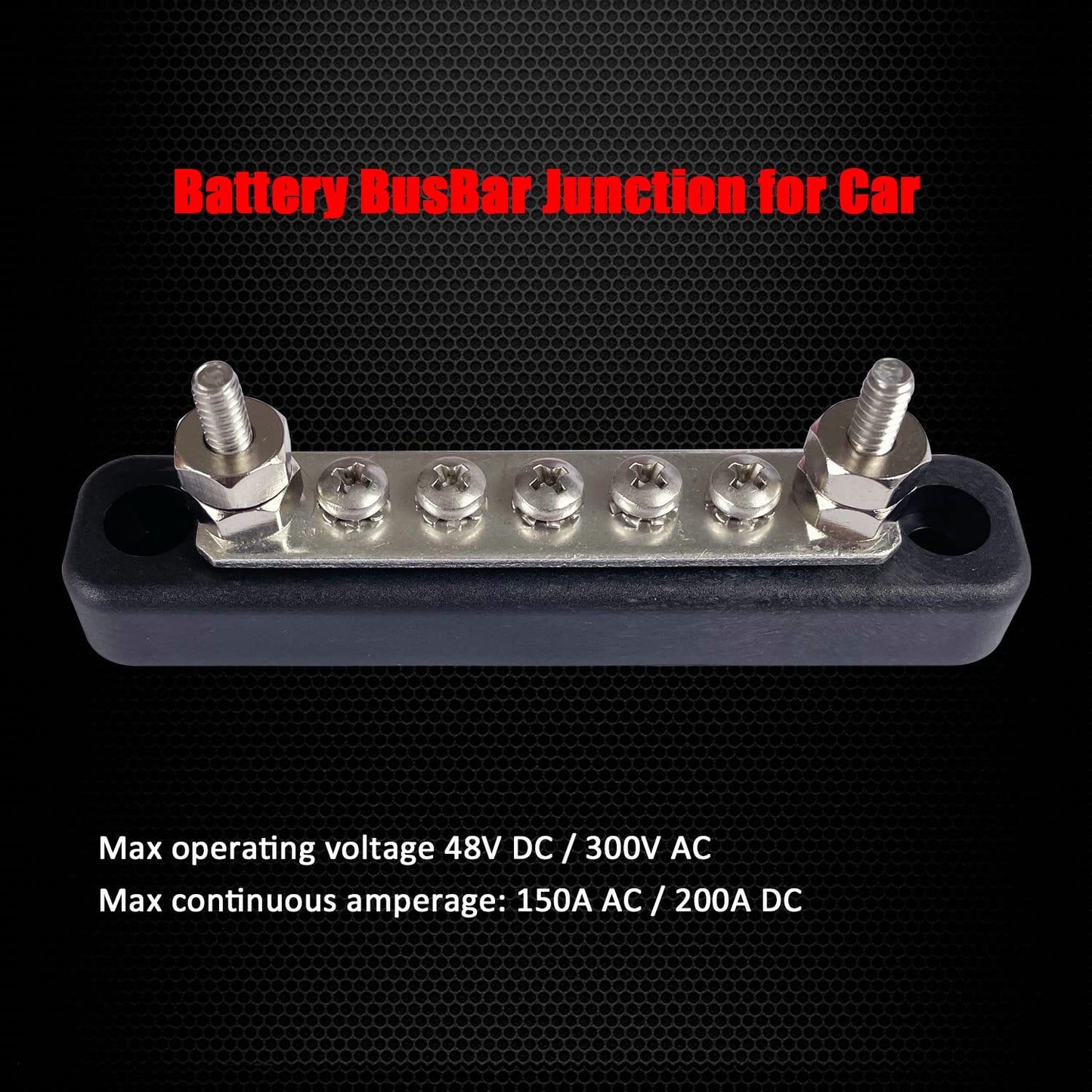 2 x #10 (M5) Studs Power Distribution Block with 5 x #8 (M4) Screws, Ampper 4.2" Bus Bar 12V Power Distribution Terminal Block Battery Busbar for Car Audio Solar (Black)