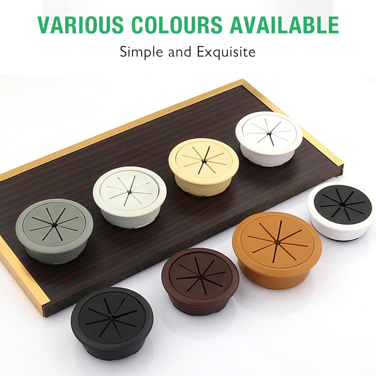 10 Pcs Desk Grommet 2" / 50 mm, Desk Hole Cover for Cables Black, Cable Grommet ABS Plastic, Desk Hole Grommet for Home & Office Pc, Detachable Cable Cord Organizer