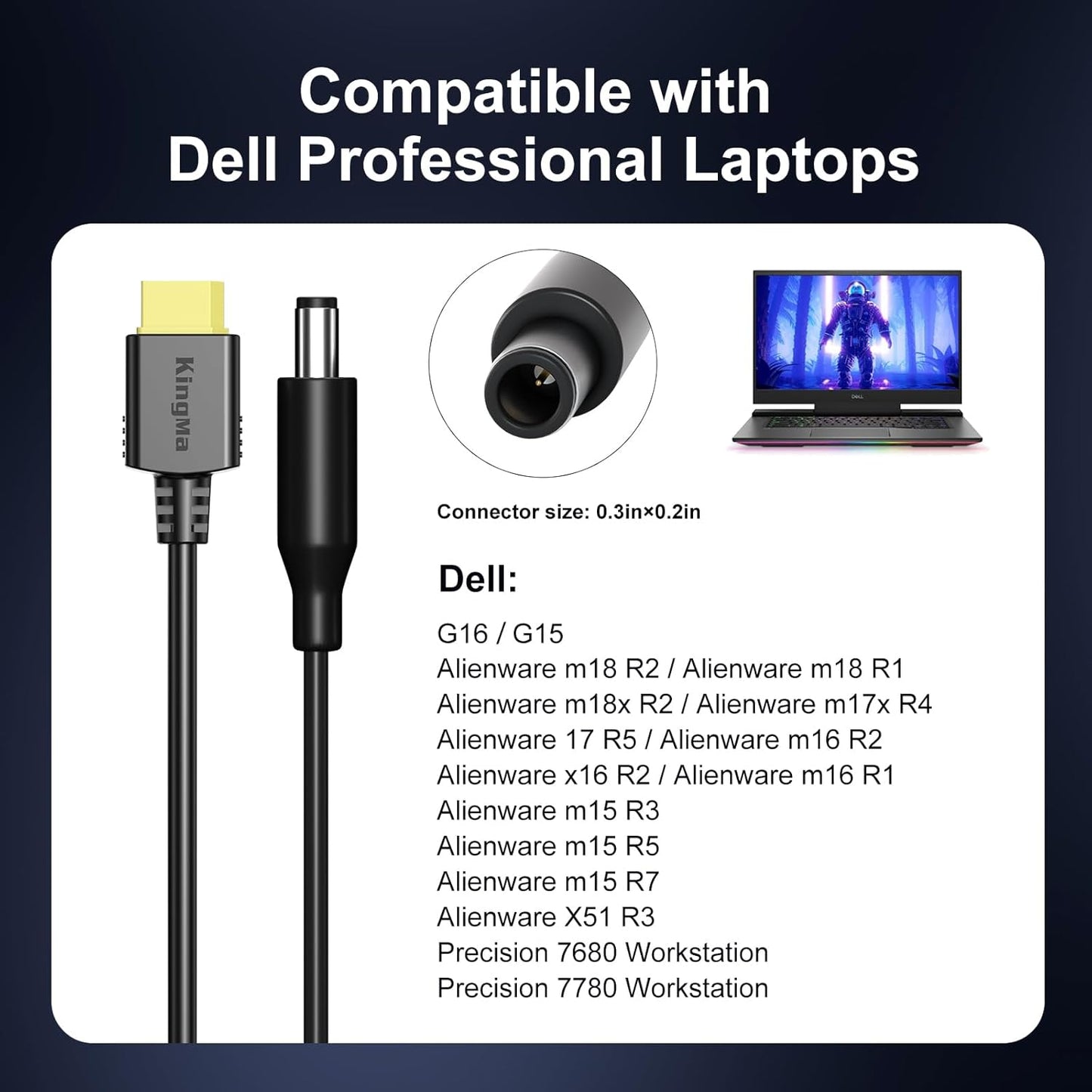 330W GaN PD 3.0 Fast Charger with XT60 Port (20V/16.5A) for Dell G16, G15, G7, Alienware m16, m18, X51-3-Port Laptop Charger Adapter for Gaming, Engineering & Workstation Laptops