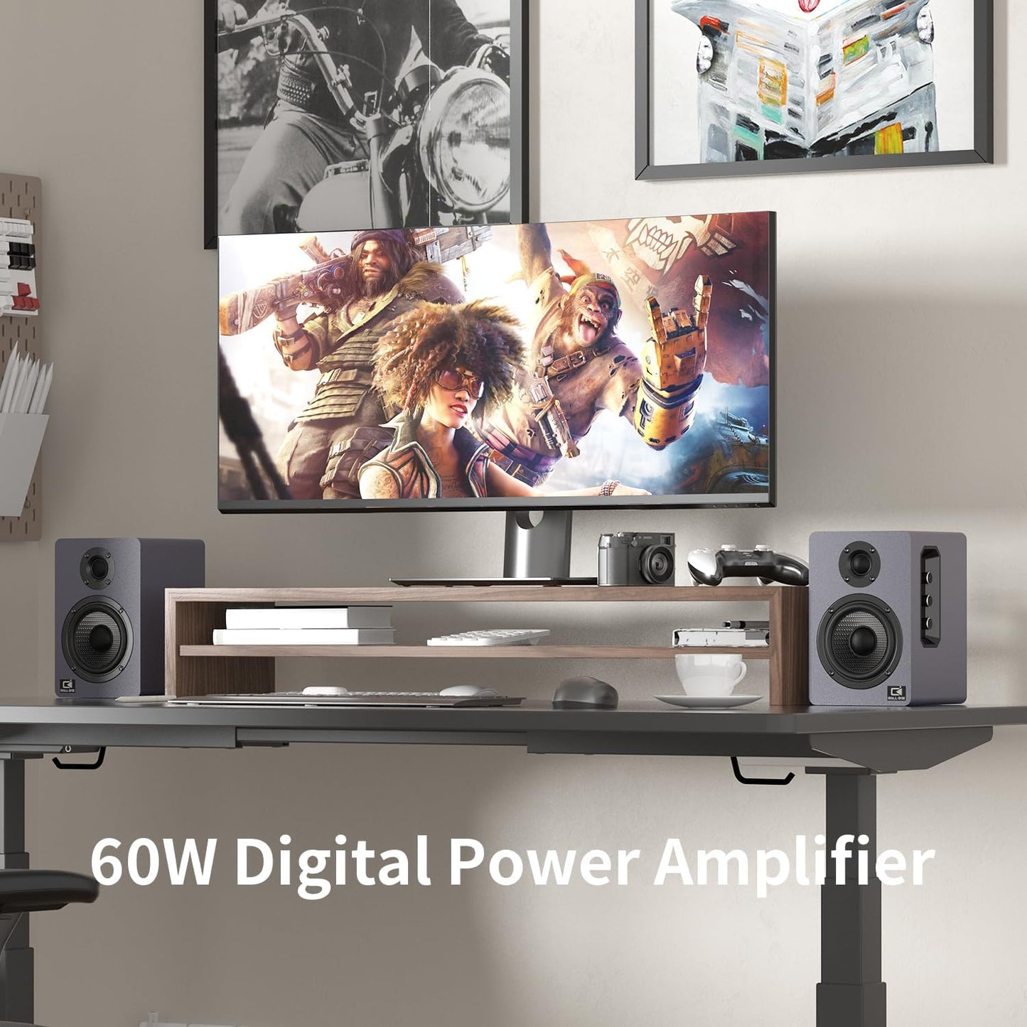 60W Computer Speakers for Desktop PC, DSP, Bluetooth 5.3, 24-Bit Optical, USB-C, AUX, Silk-Dome Tweeter, Carbon-Fiber Driver, Desk Speakers for Laptop/Mac/Monitor, Slate Blue