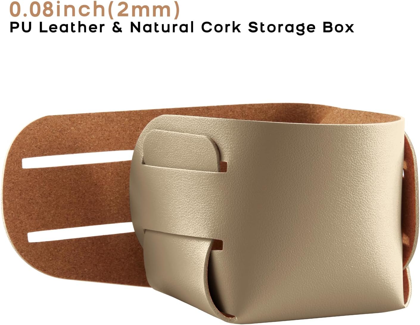 HOMIEAZICOZI 2-Pack Cork Leather Desk Accessories Storage - Pencil Pen Holder - Makeup Brush Holder Organizer - Stylish Addition to Home Decor (Champagne Gold)