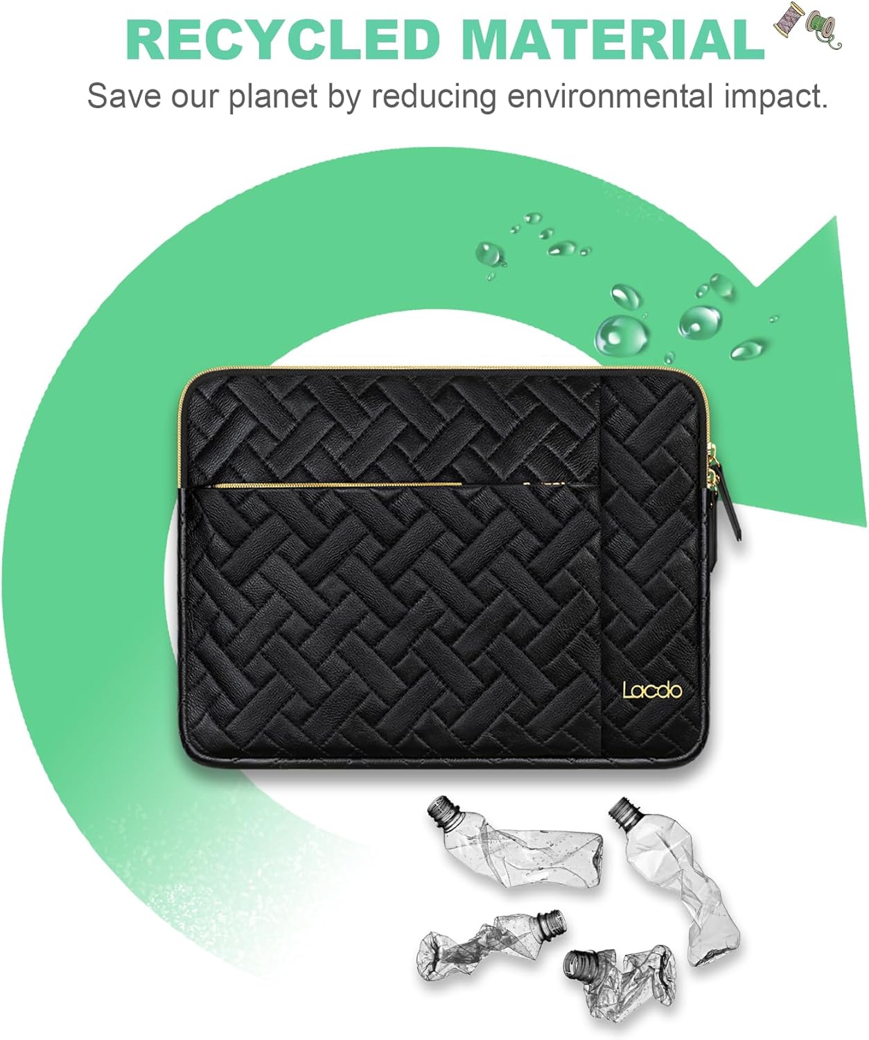 Lacdo Laptop Sleeve Case for 14 inch New MacBook Pro M4/M3/M2/M1 Chips Pro Max A3112 A3401 A3185 A2918 A2992 A2779 A2442 2024-2021, 13.8 inch Surface Laptop 7th Copilot+PC Computer Bag, Elegant Black