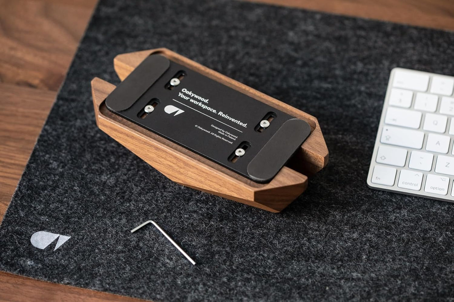 Oakywood Vertical Laptop Stand Wood - Adjustable Wooden Dock for Desk, Compatible with All MacBook Pro, MacBook Air, iPad, Handmade Walnut Oak Wood, Computer Stand, Laptop Holder