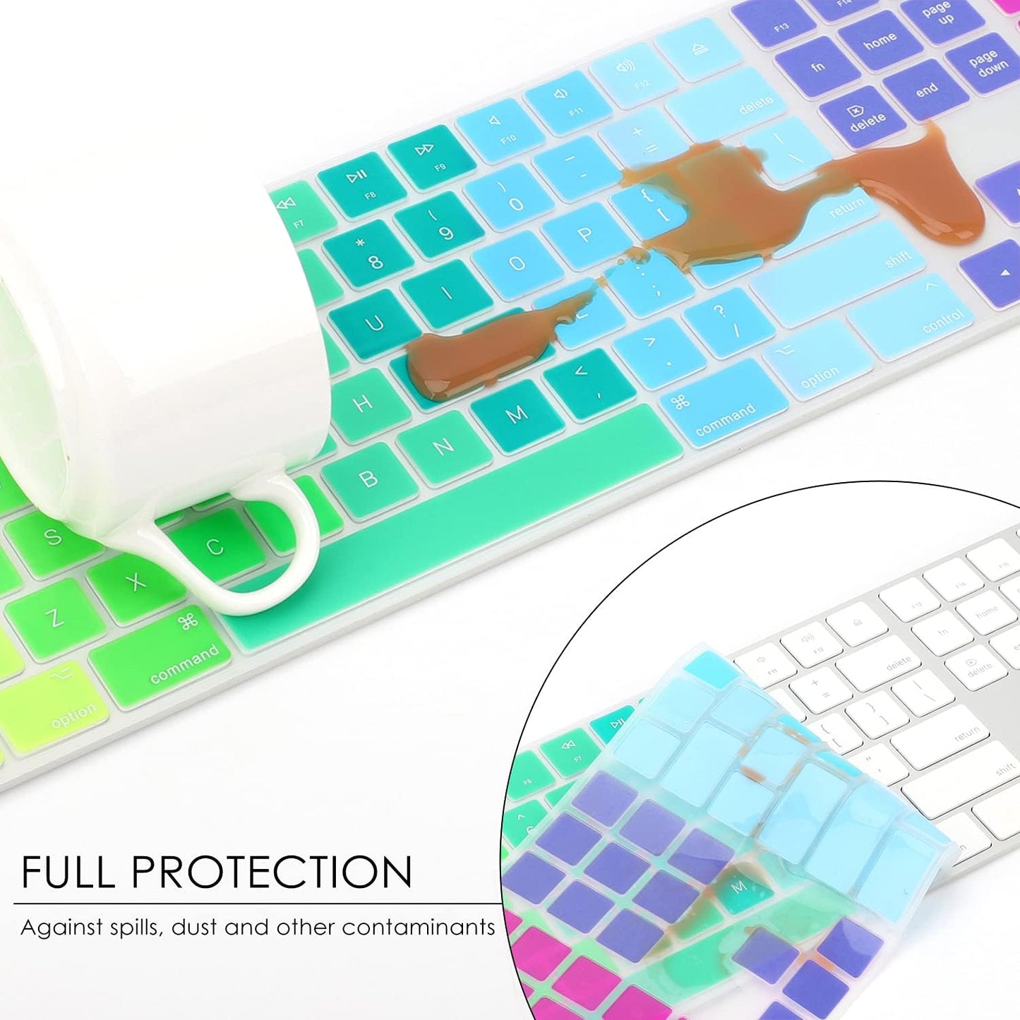 Allinside Rainbow Cover for Apple iMac Magic Wireless Keyboard with Numeric Keypad MQ052LL/A A1843 US Layout