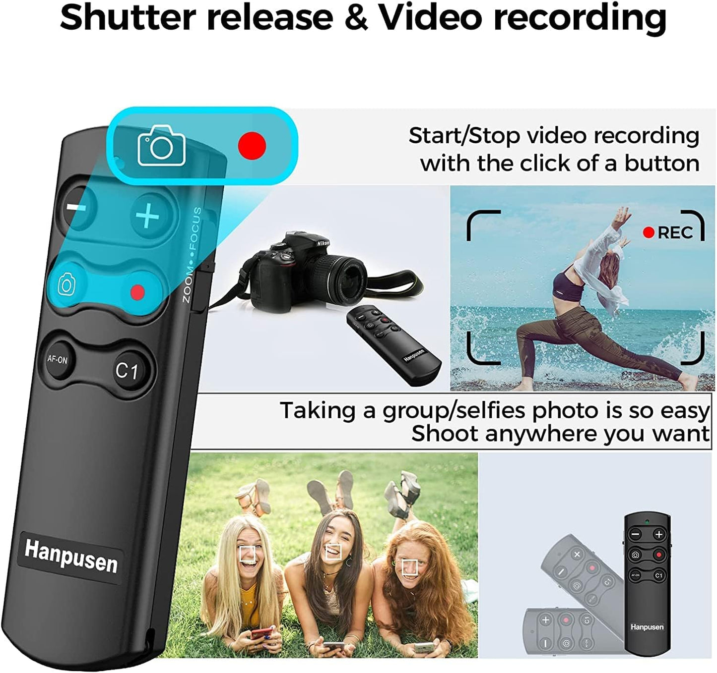 Wireless Shutter Release Camera Remote Control for Sony A7C,A7III,ZV-1,ZV-E10,ZV-1F,A6100,A6400,A6700,A7IV,RX100 VII,A9,A9 II,DSC-RX0 II,DSC-RX100 VII; Replace RMT-P1BT