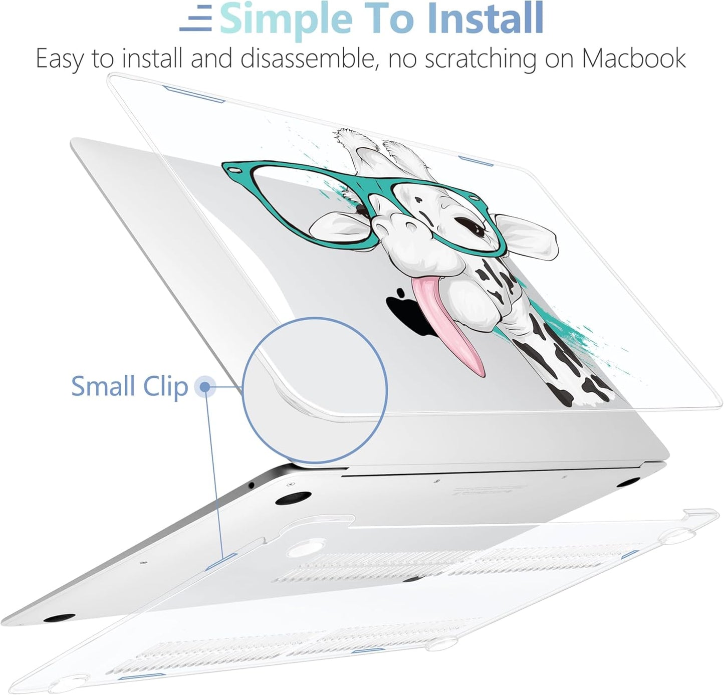 MEEgoodo for MacBook Air 13 inch Case 2021 2020 2019 2018 Released A2337 M1 A2179 A1932 with Touch ID, Plastic Hard Shell & Keyboard Cover Compatible with MacBook Air Case 13.3, Funny Giraffe