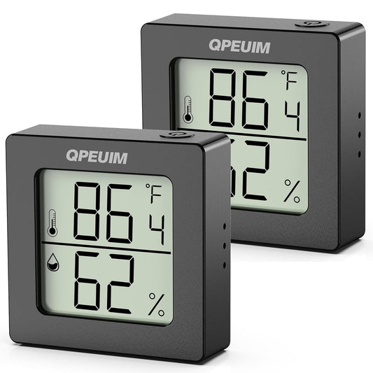 2 Pcs Digital Hygrometer Indoor Thermometer Humidity Meter Room Thermometer with Temperature and Humidity Monitor Mini Hygrometer Thermometers ℉/℃ for Greenhouse Cellar by QPEUIM