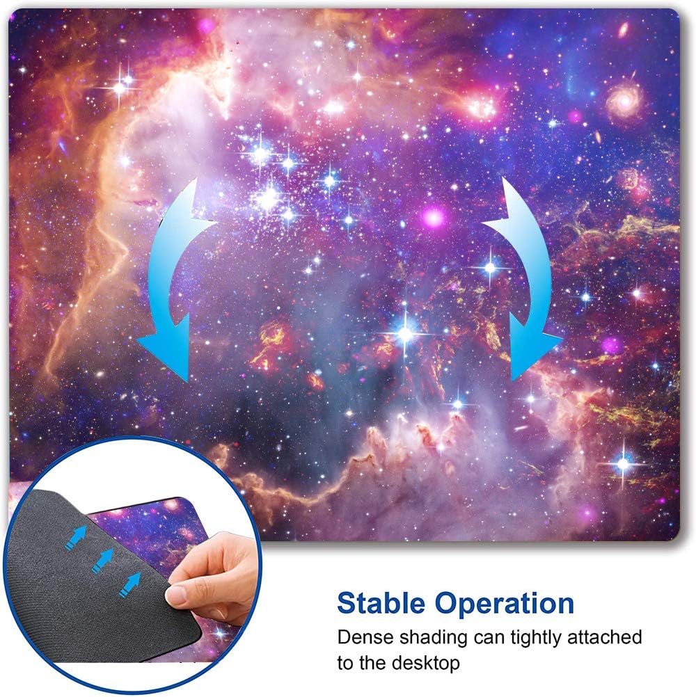 Bright Star Galaxy Mouse Pad - Space Gaming Mat, Non-Slip Waterproof Square, 9.5x7.9x0.12 Inch