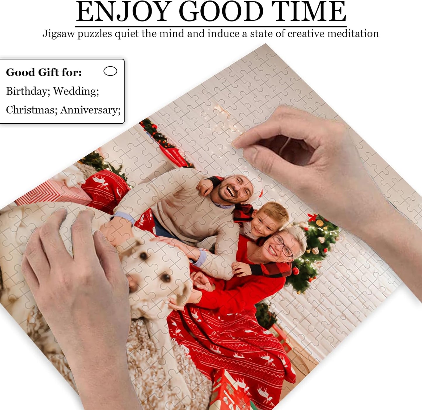 Custom Puzzle 120/200/300/500/1000/1500 Pieces, Personalized Puzzle from Your Own Photos, Customized Picture Jigsaw Puzzle Gift for Christmas Wedding Birthday Family