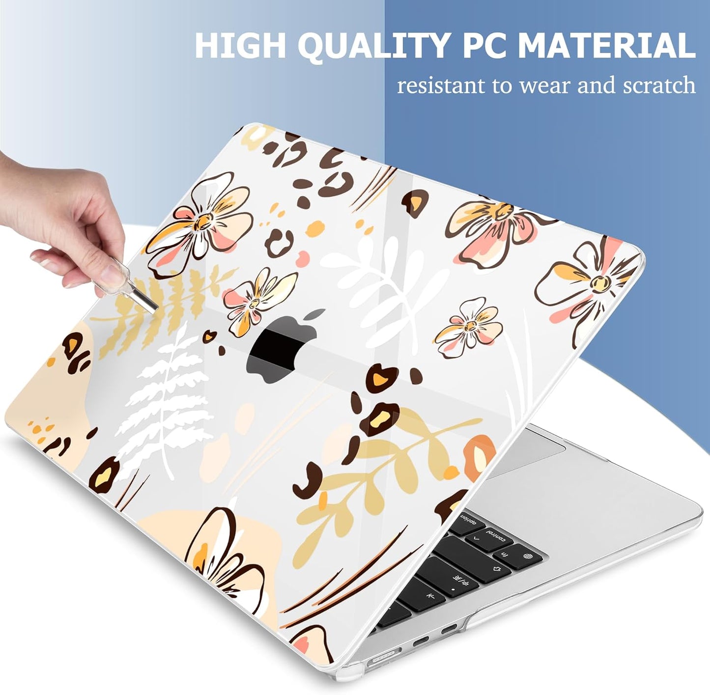Mektron Compatible with M4 MacBook Air 15 inch Case 2025 A3241 2024 2023 M3 A3114 A2941 M2 Liquid Retina Display Touch ID, Plastic Hard Case & Keyboard Skin & Screen Protector - Abstract Floral C347