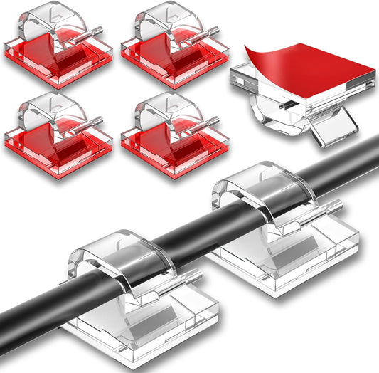 200 Pcs Cable Clips, Adhesive Cable Organizer Cord Holder Wire Clip Wire Management Self Adhesive Hooks Wire Holder for Office, Home(Transparent, 200PCS)