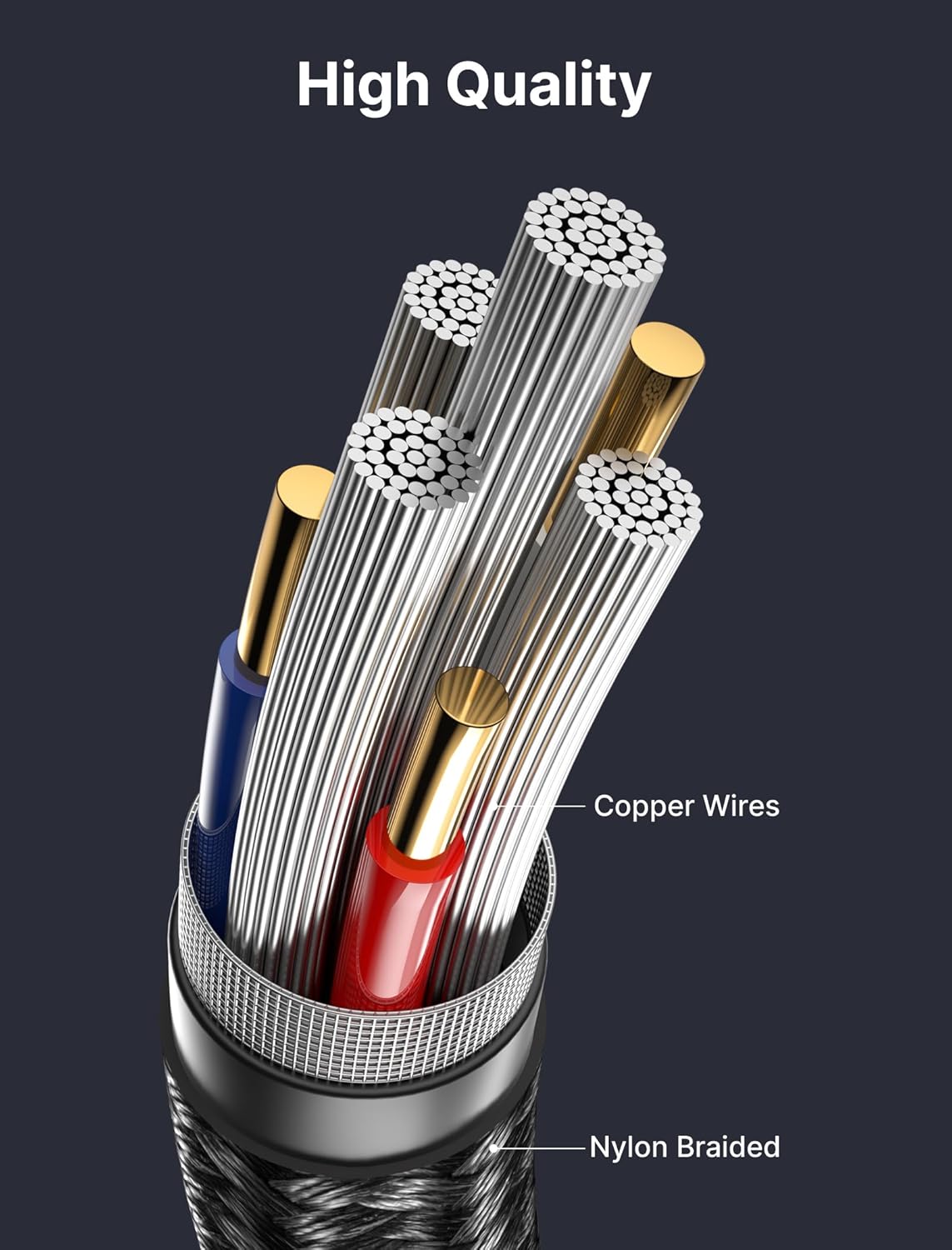 JSAUX Headphone Splitter 4ft, Audio Splitter 3.5mm Male TRS to 2 Dual 3.5mm Female Adapter Nylon-Braided for iPhone, Samsung, Tablets, Laptop, PlayStation and More [Black]