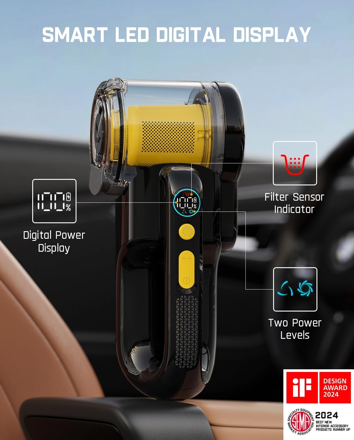 Fanttik Fold V10 APEX Pivot Cordless Car Vacuum, 17000Pa Handheld Vacuum Suction Power, Smart LED Display, Portable for Car Home Pet (Deluxe with Flexible Hose&Pet Brush)