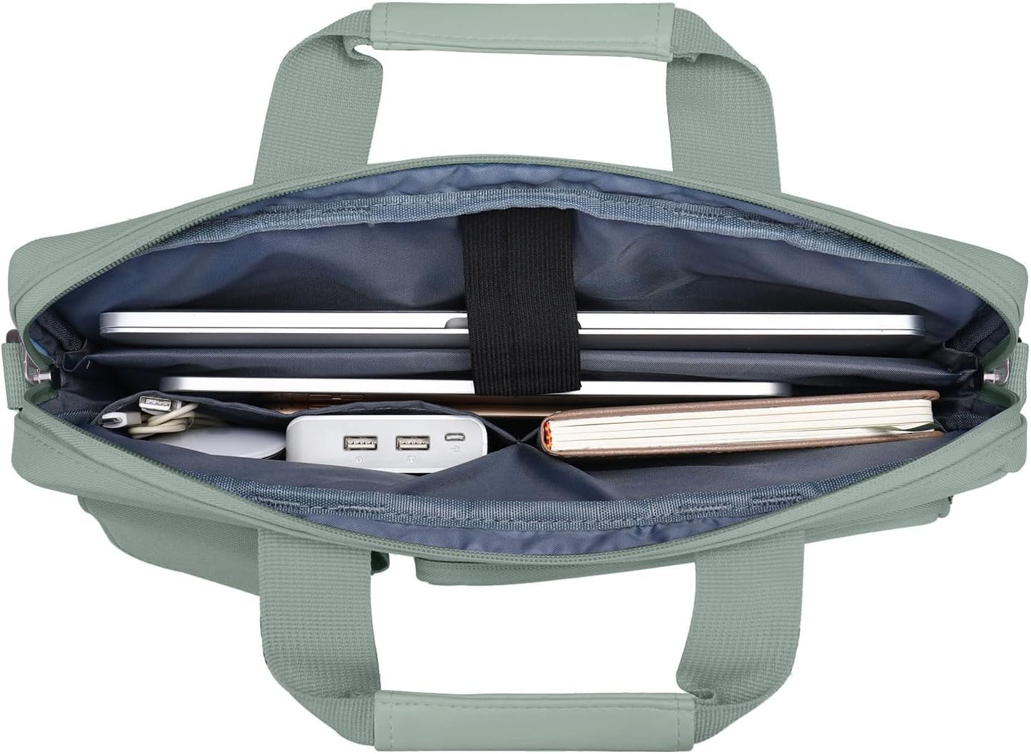 MOSISO Laptop Shoulder Bag, Computer Bag with 2 Raised&1 Flapover&1 Horizontal Pocket&Handle&Belt