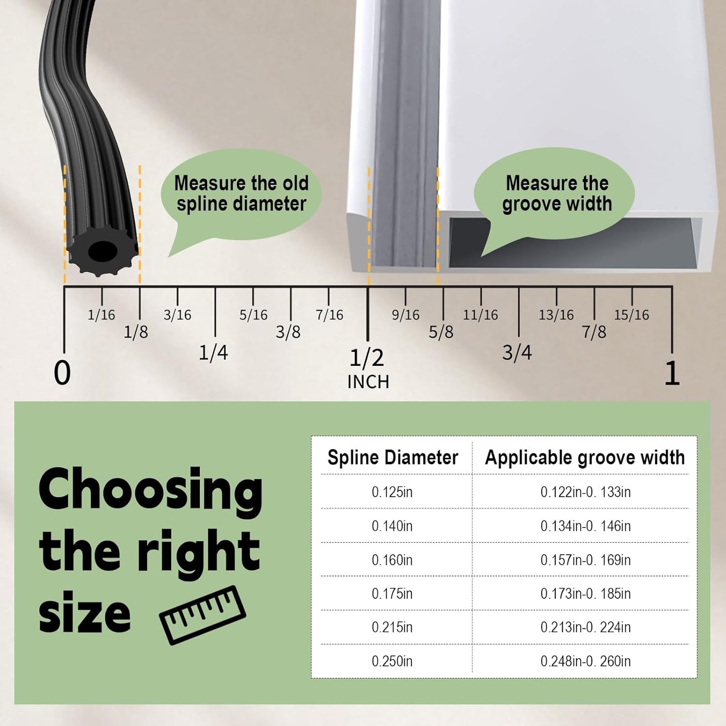 FLYZZZ Screen Spline 0.125" (1/8"), 100 ft | for Narrow Grooves ONLY | NOT for All Standard Windows (See Guide in Image #2)