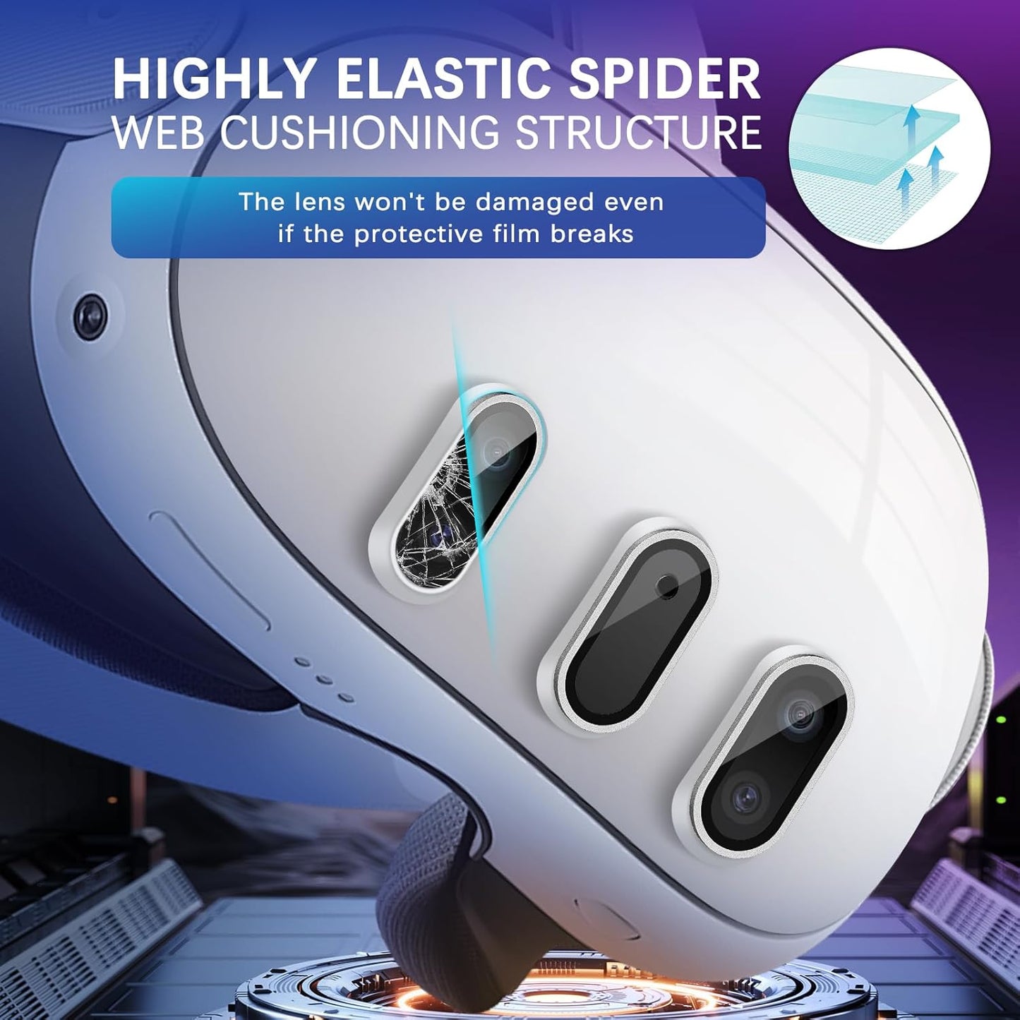 Camera Lens Protector for Oculus Meta Quest 3, Thin 9H Tempered Glass, Alloy Frame, Anti-Scratch, Case Friendly, High Definition, Silver