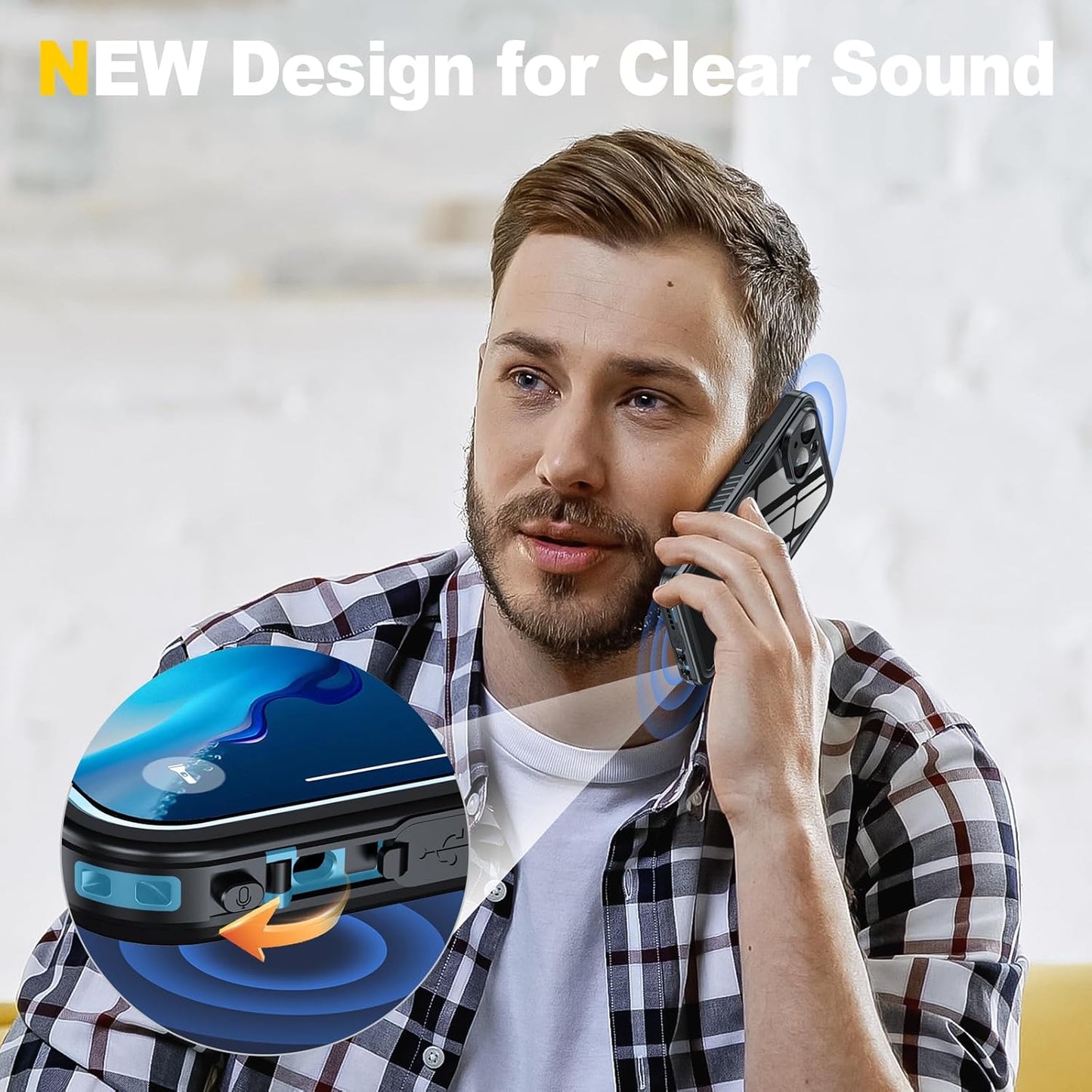 for iPhone 15 Case Waterproof - Built-in Privacy Screen Protector & HD Screen Protector [IP68 Underwater] Shockproof Dustproof Full Body Protection iPhone 15 Phone Case Blue