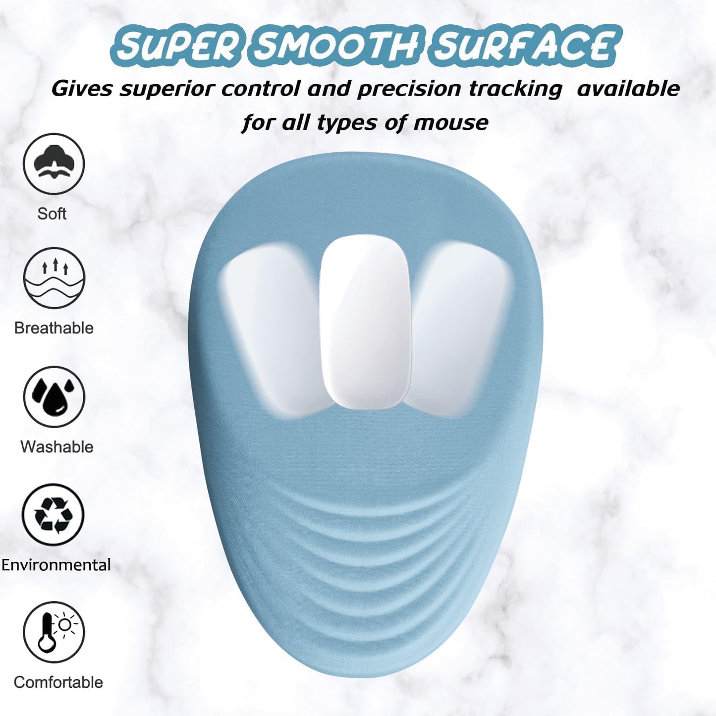 Ergonomic Mouse Pad Wrist Support, Mouse Pad with Wrist Rest, Entire Memory Foam & Non-Slip PU Base MousePads with Stepped-Wedge Design for Pain Relief, Desk, Office, Home, Sky Blue