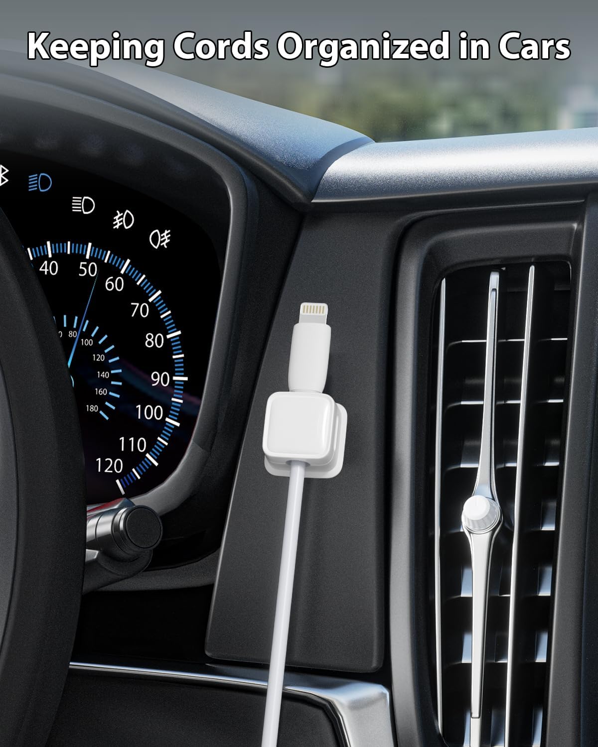 18 Pack Magnetic Cord Organizer Holder,Strong Adhesive Desk Cable Management Easy Open,Organize Phone Charging Cords Wire Holder Organizer Neatly for Home,Office,Car,Desk,Nightstand-White